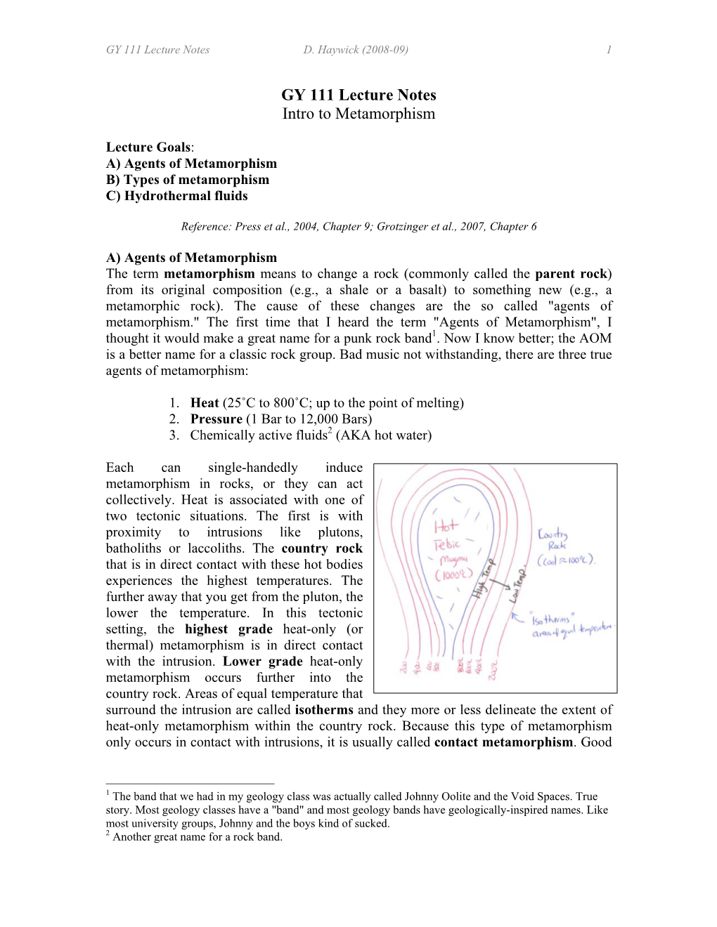 GY 111 Lecture Notes Intro to Metamorphism