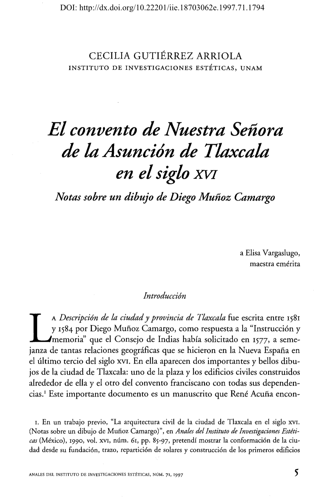 El Convento De Nuestra Señora De La Asunción De Tlaxcala En El Siglo Xvi Notas Sobre Un Dibujo De Diego Muñoz Camargo