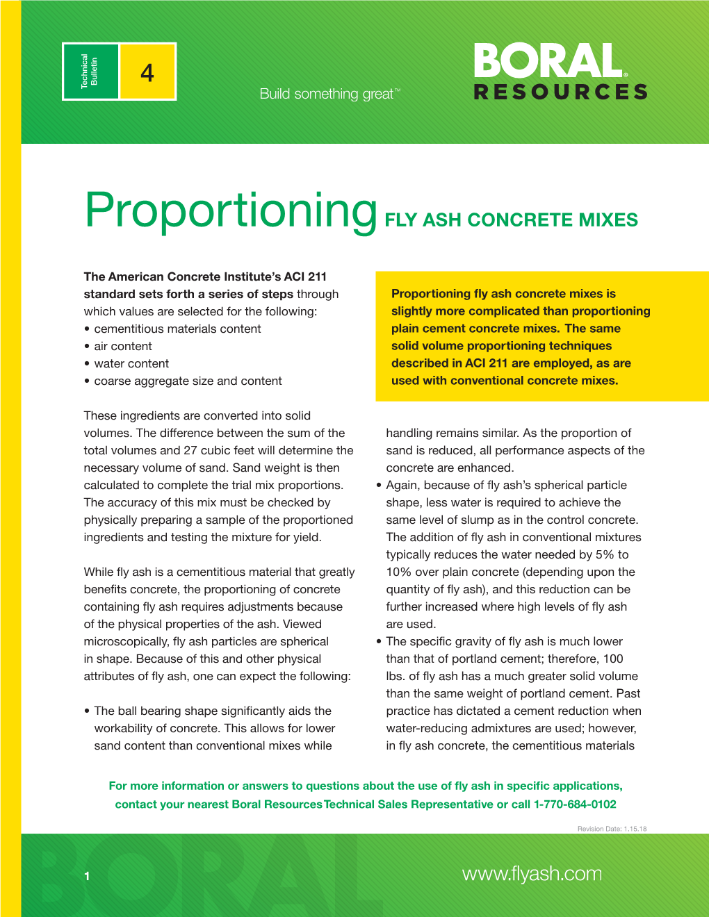 Proportioning FLY ASH CONCRETE MIXES