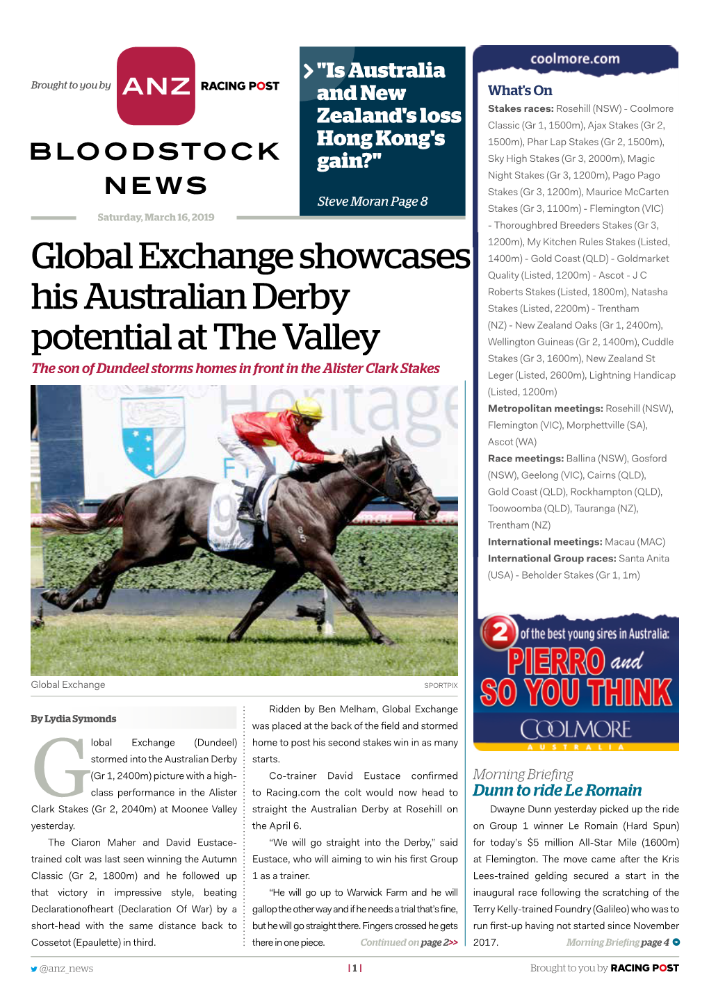 Global Exchange Showcases His Australian Derby Potential at the Valley