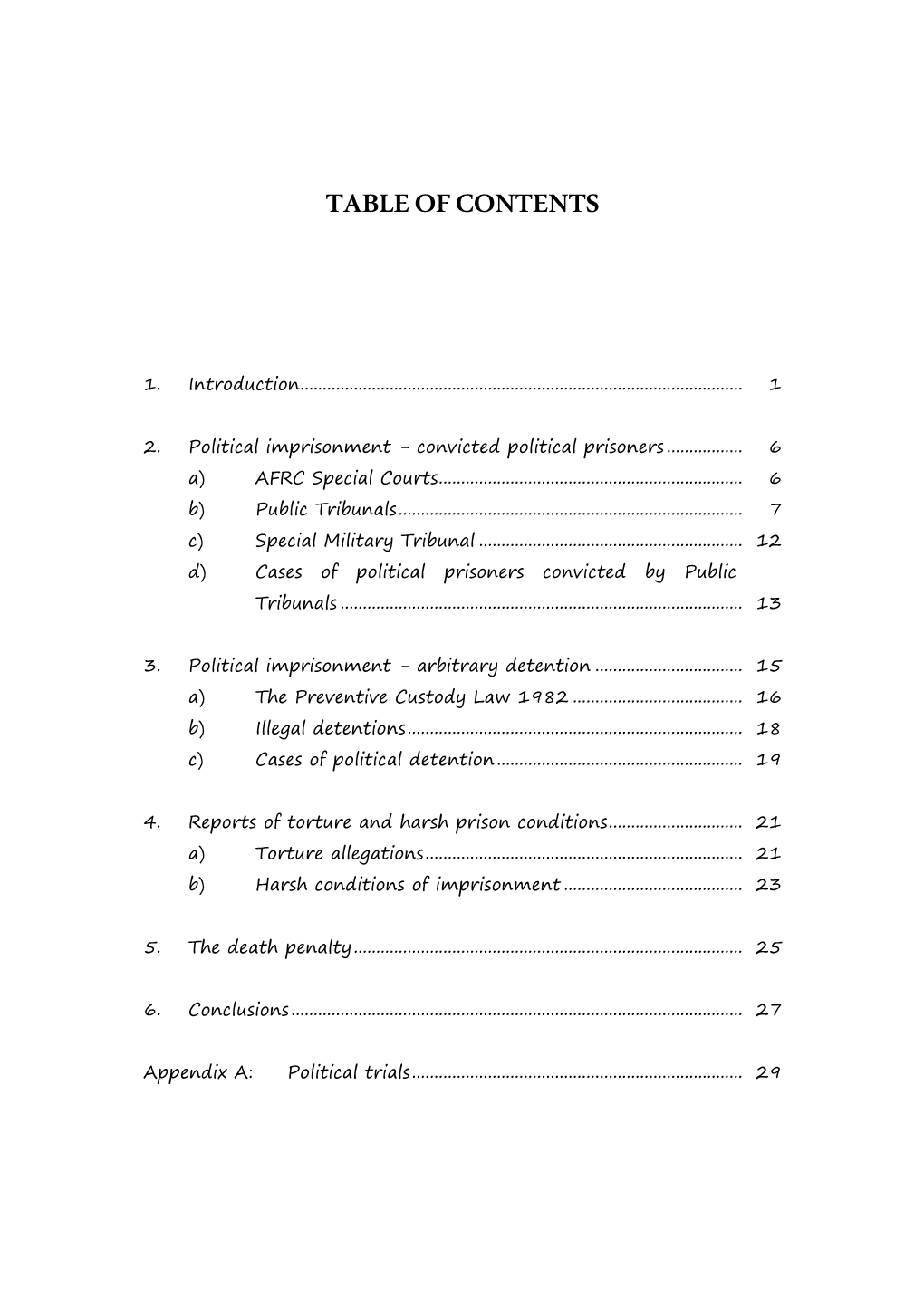 Table of Contents