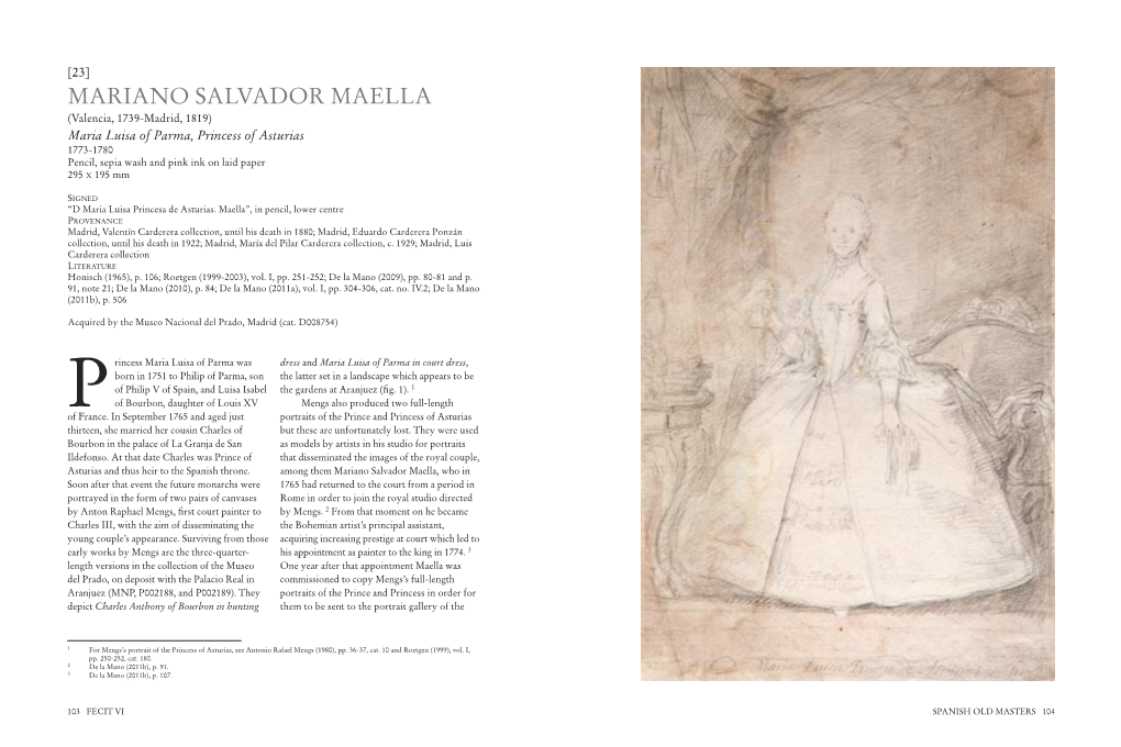 MARIANO SALVADOR MAELLA (Valencia, 1739-Madrid, 1819) Maria Luisa of Parma, Princess of Asturias 1773-1780 Pencil, Sepia Wash and Pink Ink on Laid Paper 295 X 195 Mm