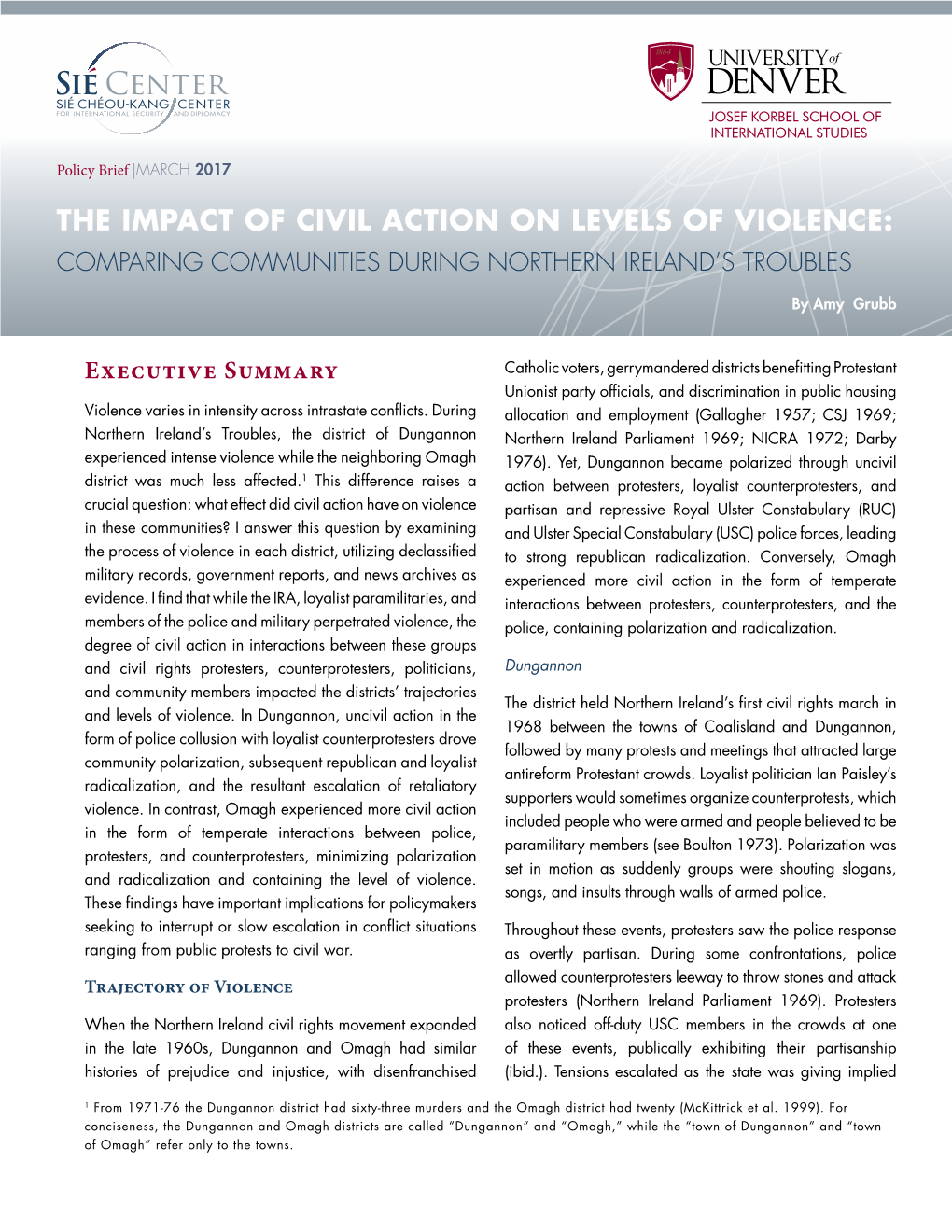 The Impact of Civil Action on Levels of Violence: Comparing Communities During Northern Ireland’S Troubles