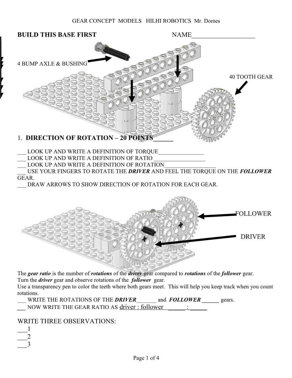 GEAR CONCEPT MODELS HILHI ROBOTICS Mr. Domes