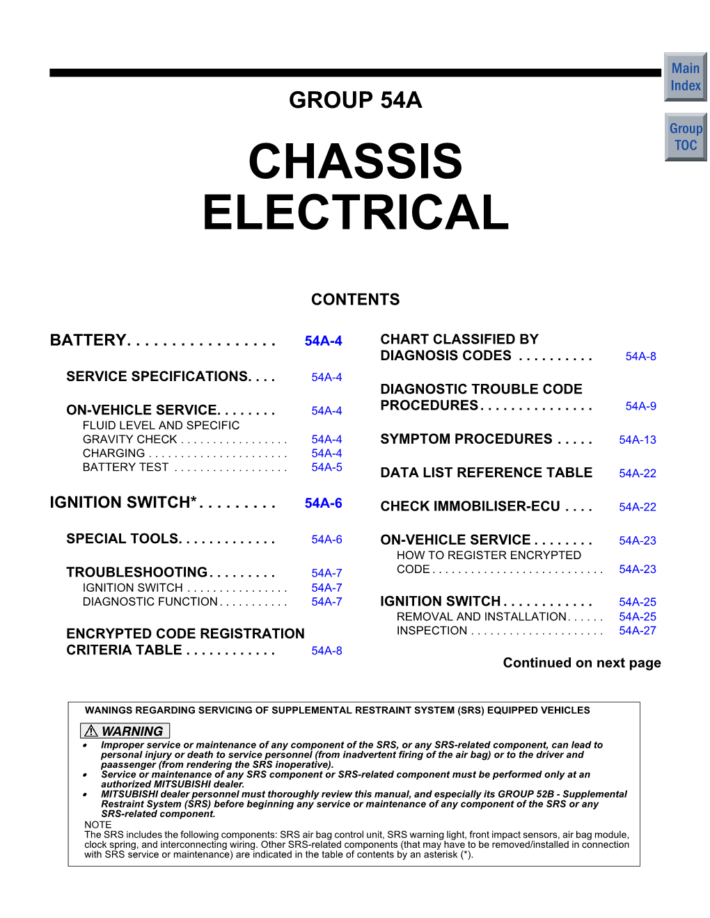 Group 54A Chassis Electrical