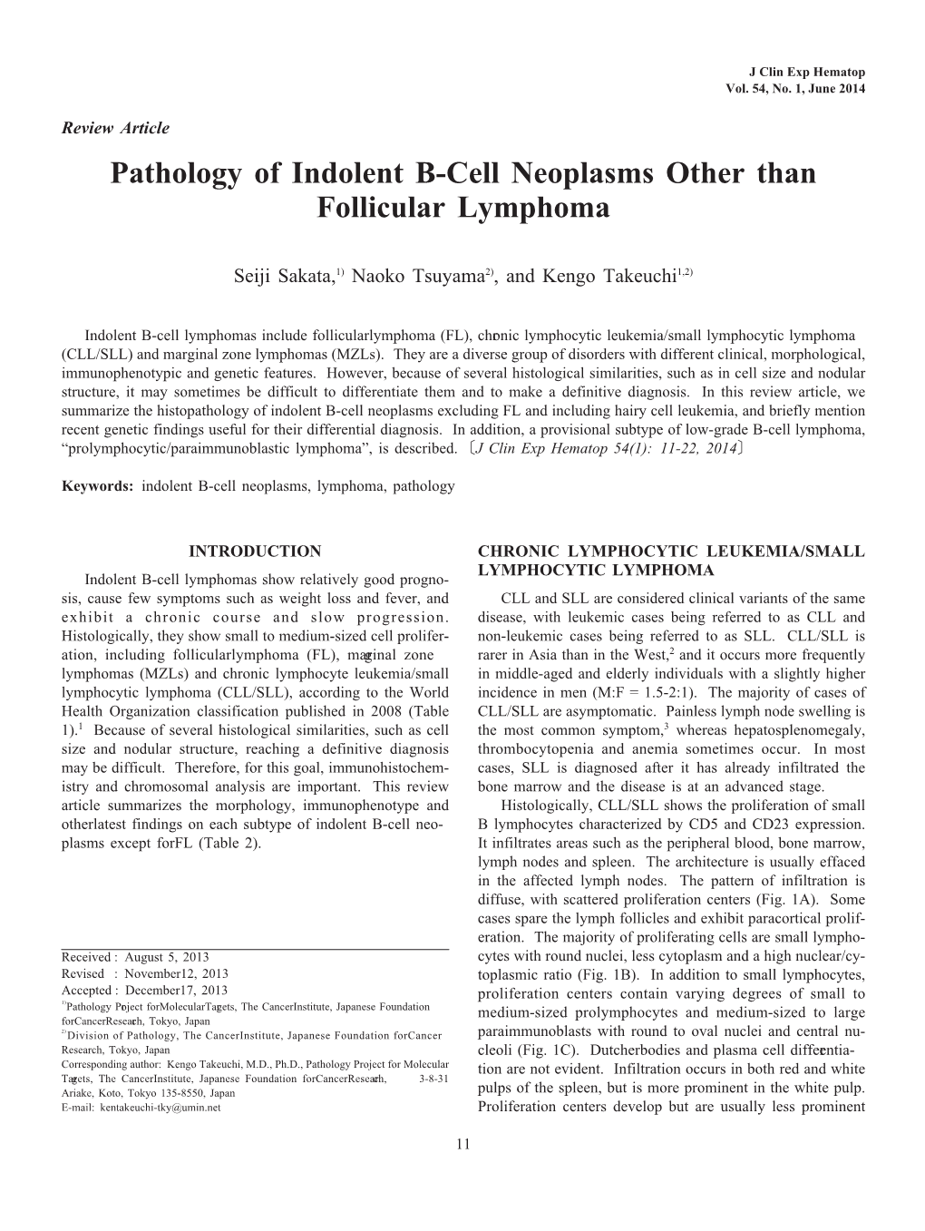 Pathology of Indolent B-Cell Neoplasms Other Than Follicular Lymphoma