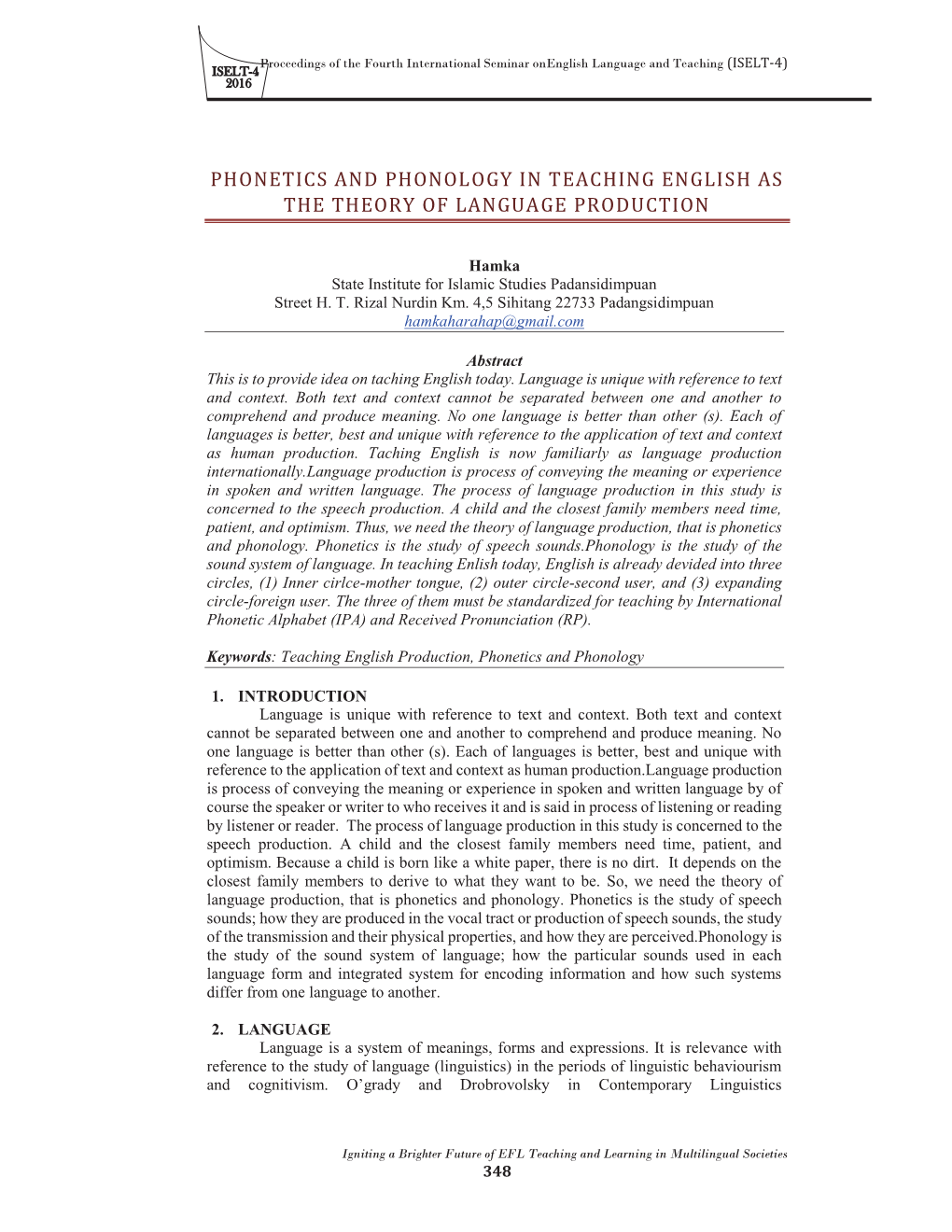 Phonetics and Phonology in Teaching English As the Theory of Language Production