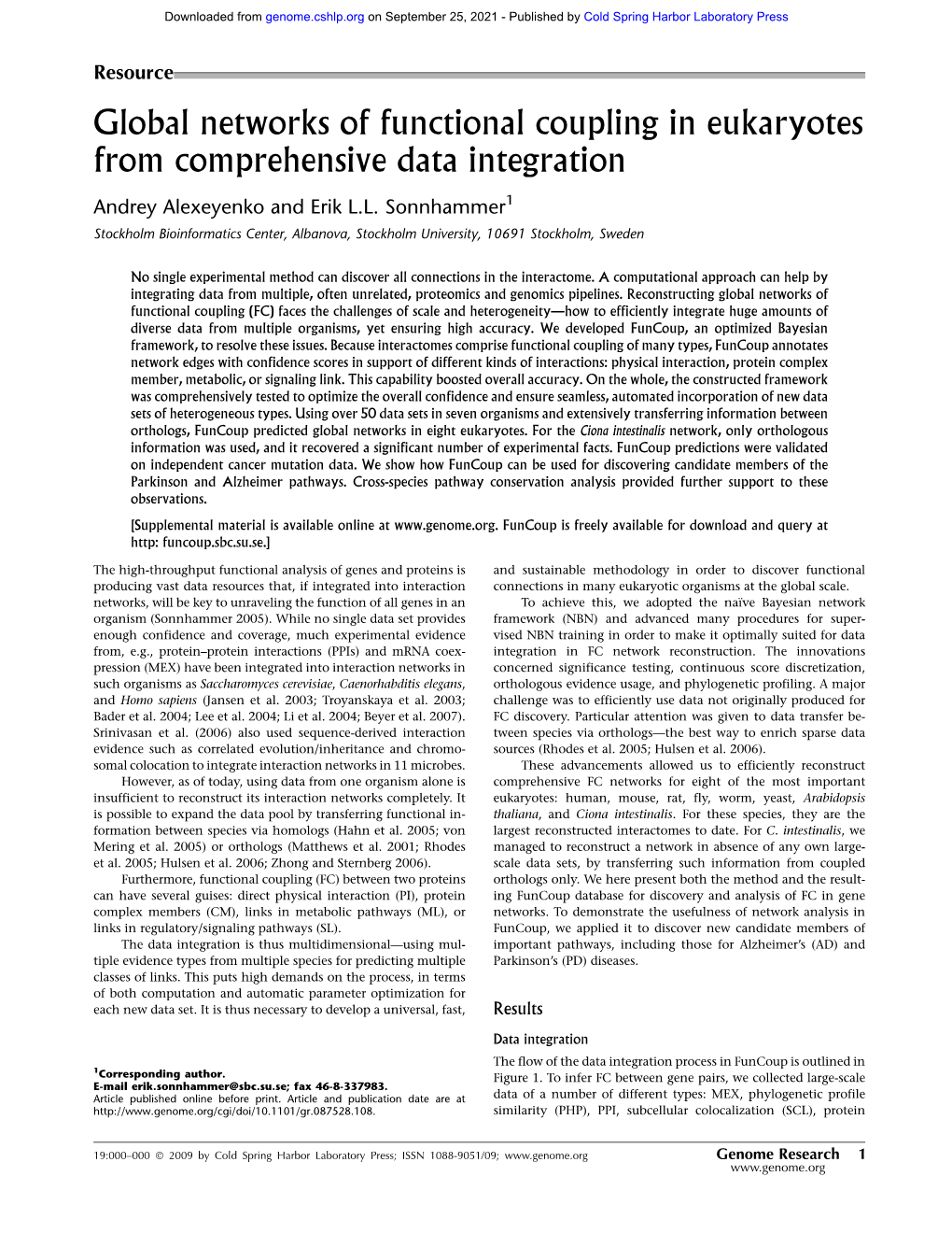 Global Networks of Functional Coupling in Eukaryotes from Comprehensive Data Integration