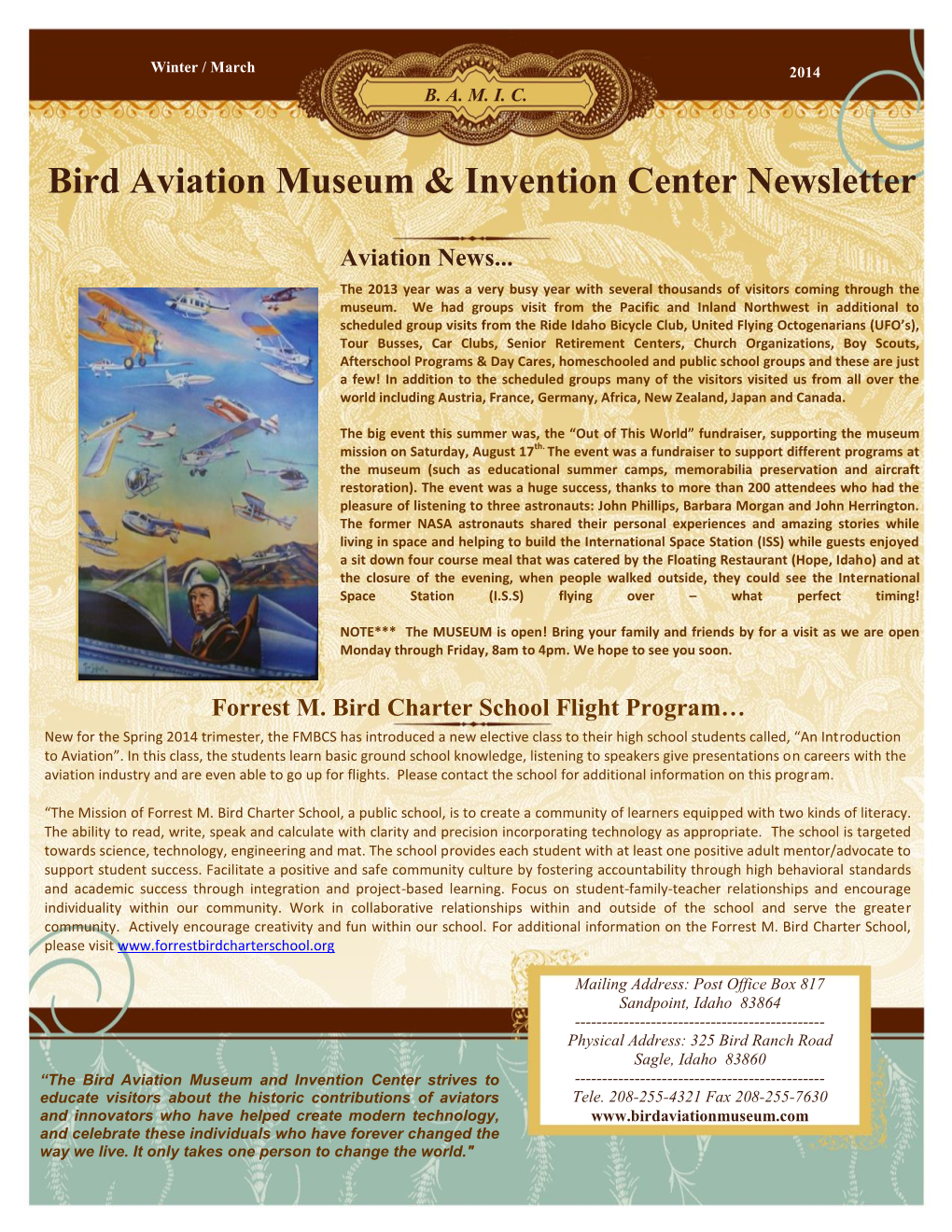 Bird Aviation Museum & Invention Center Newsletter