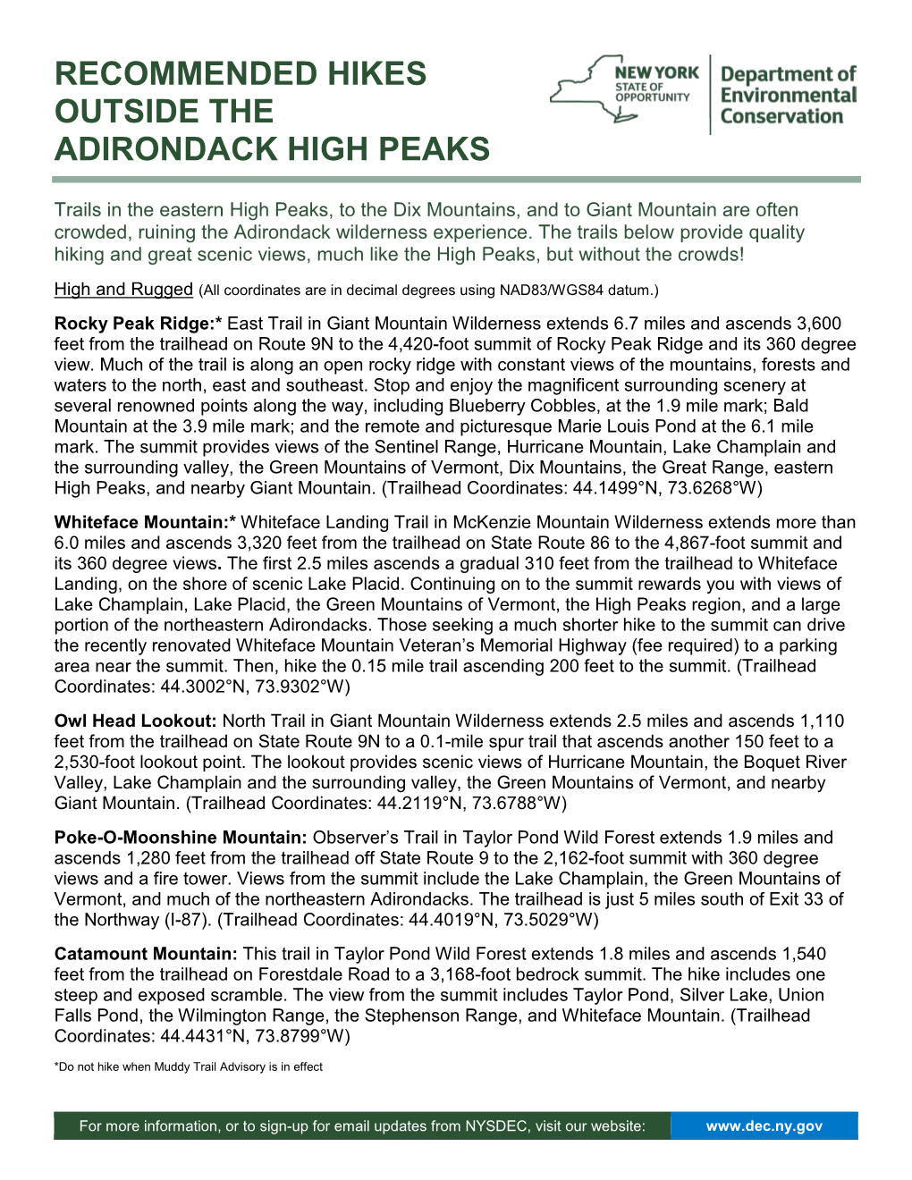 Recommended Hikes Outside the Adirondack High Peaks