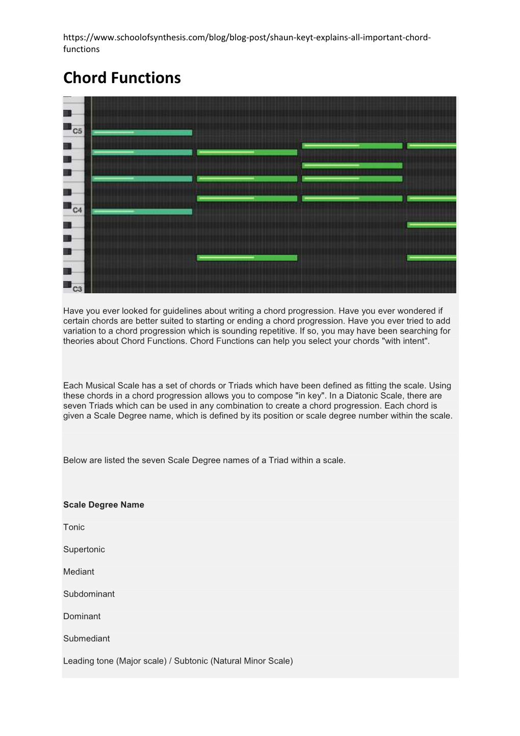 Chord Functions