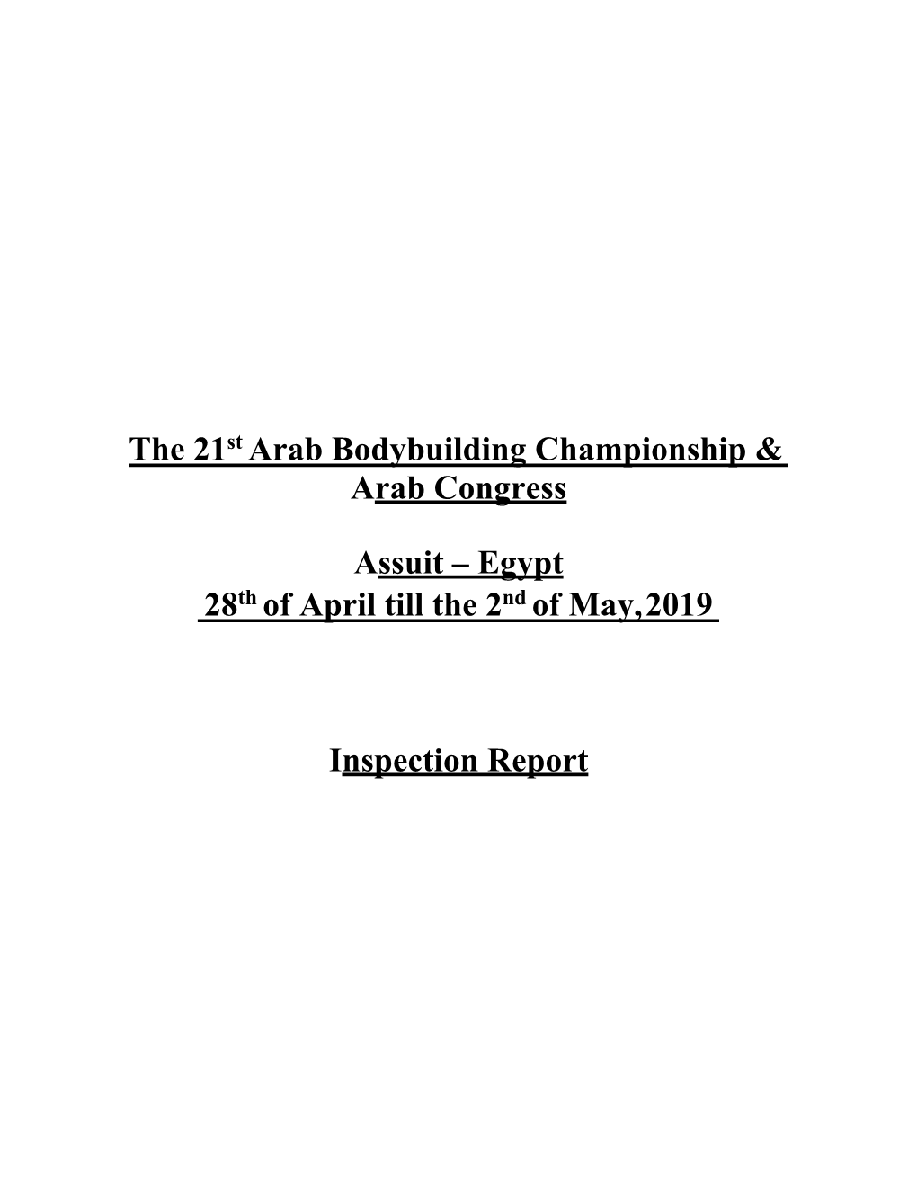 The 21St Arab Bodybuilding Championship & Arab Congress