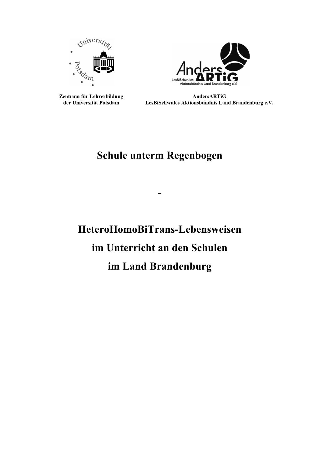 Heterohomobitrans-Lebensweisen Im Unterricht an Den Schulen Im Land Brandenburg