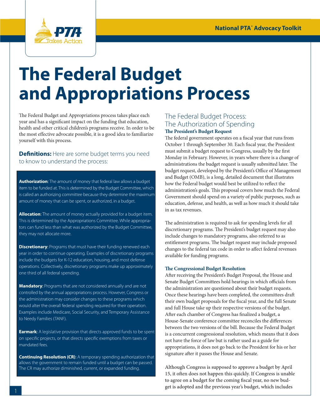 The Federal Budget and Appropriations Process