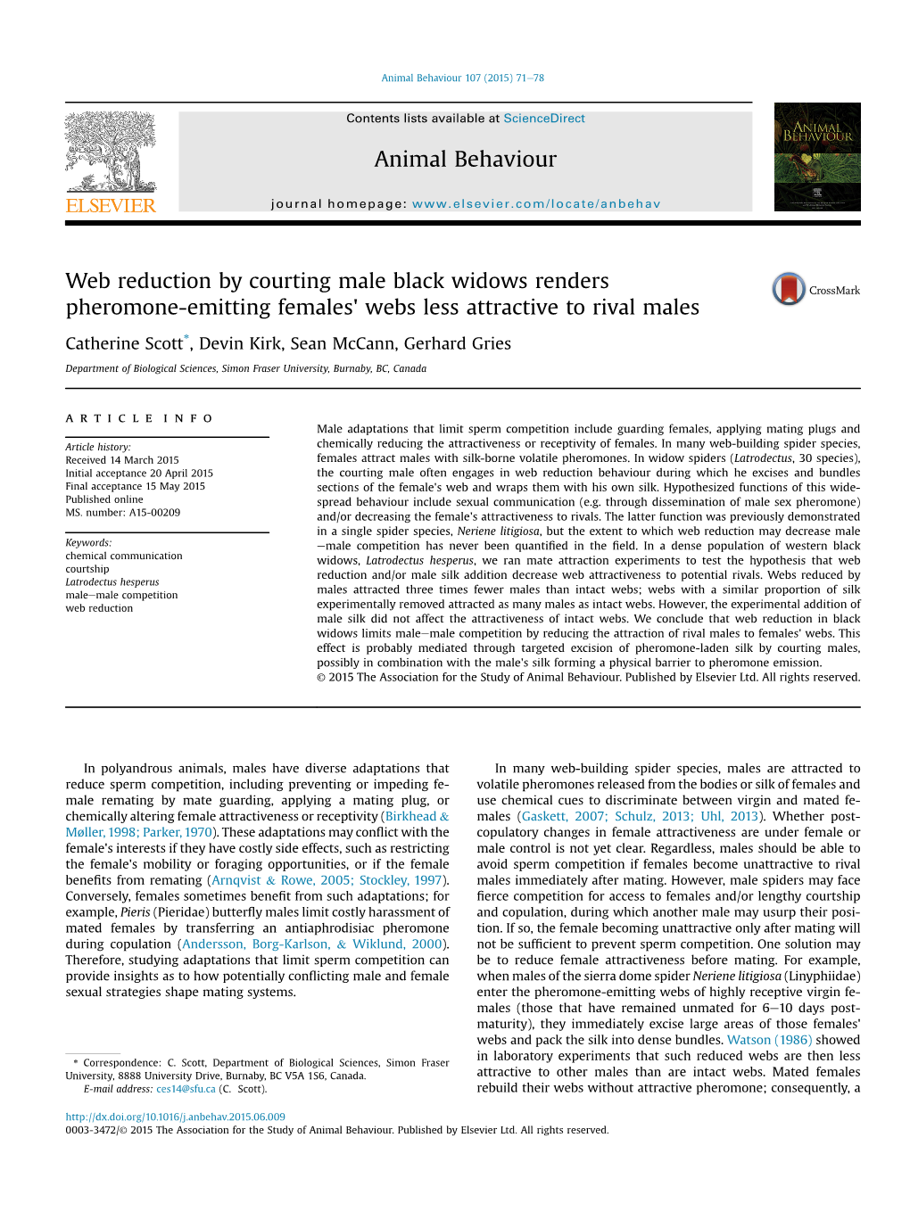 Study About Web Reduction Behaviour in Black Widows