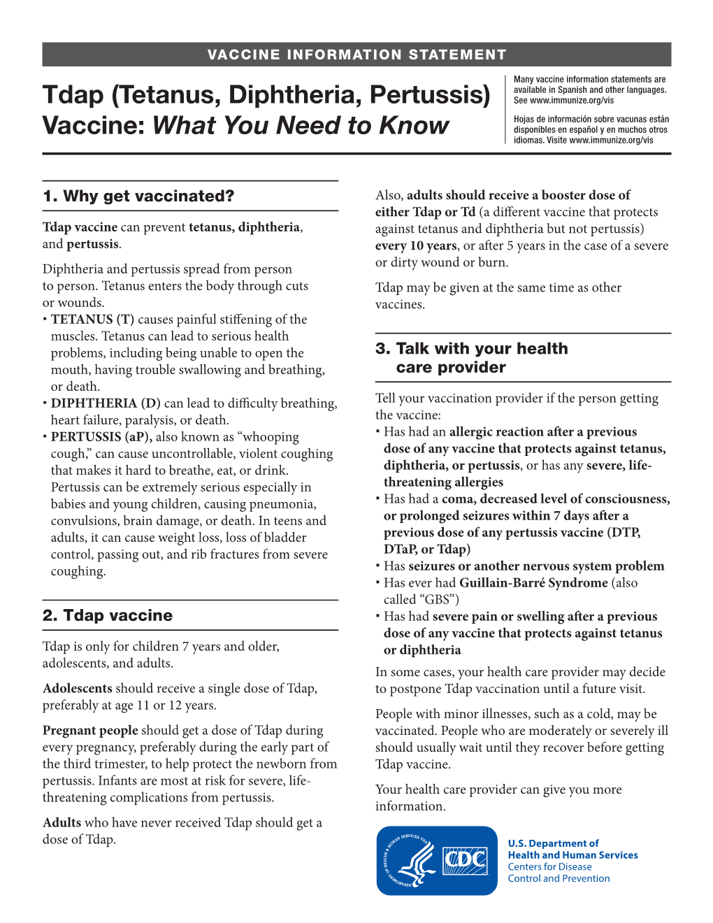 Tdap (Tetanus, Diphtheria, Pertussis) Vaccine 8/6/2021 ONLY