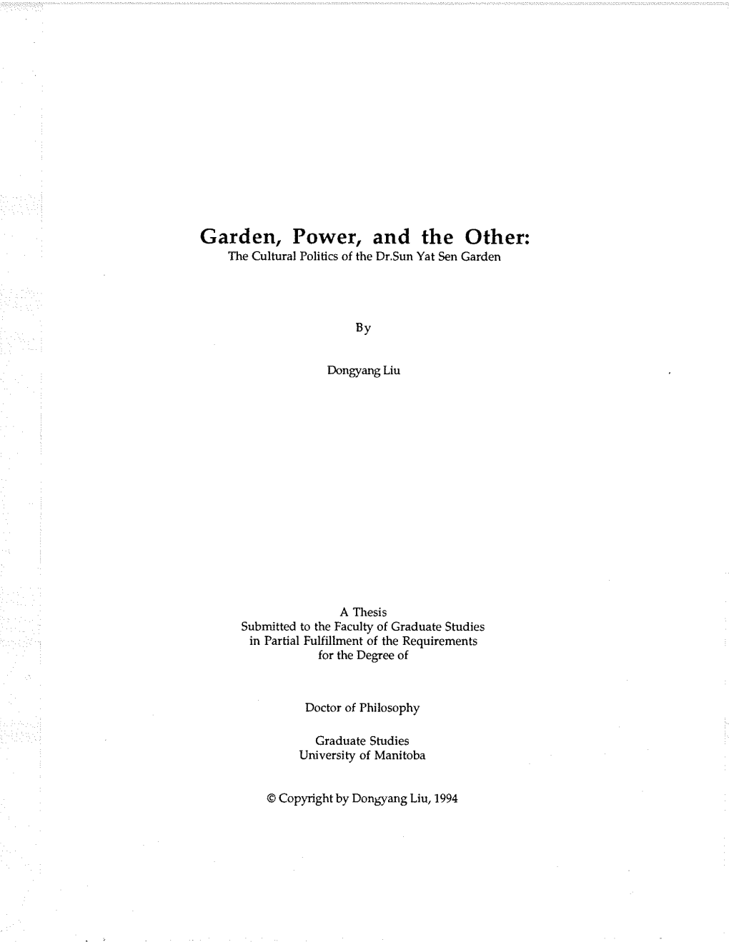 Garden, Power, and the Other: the Cultural Politics of the Dr.Sun Yat Sen Garden