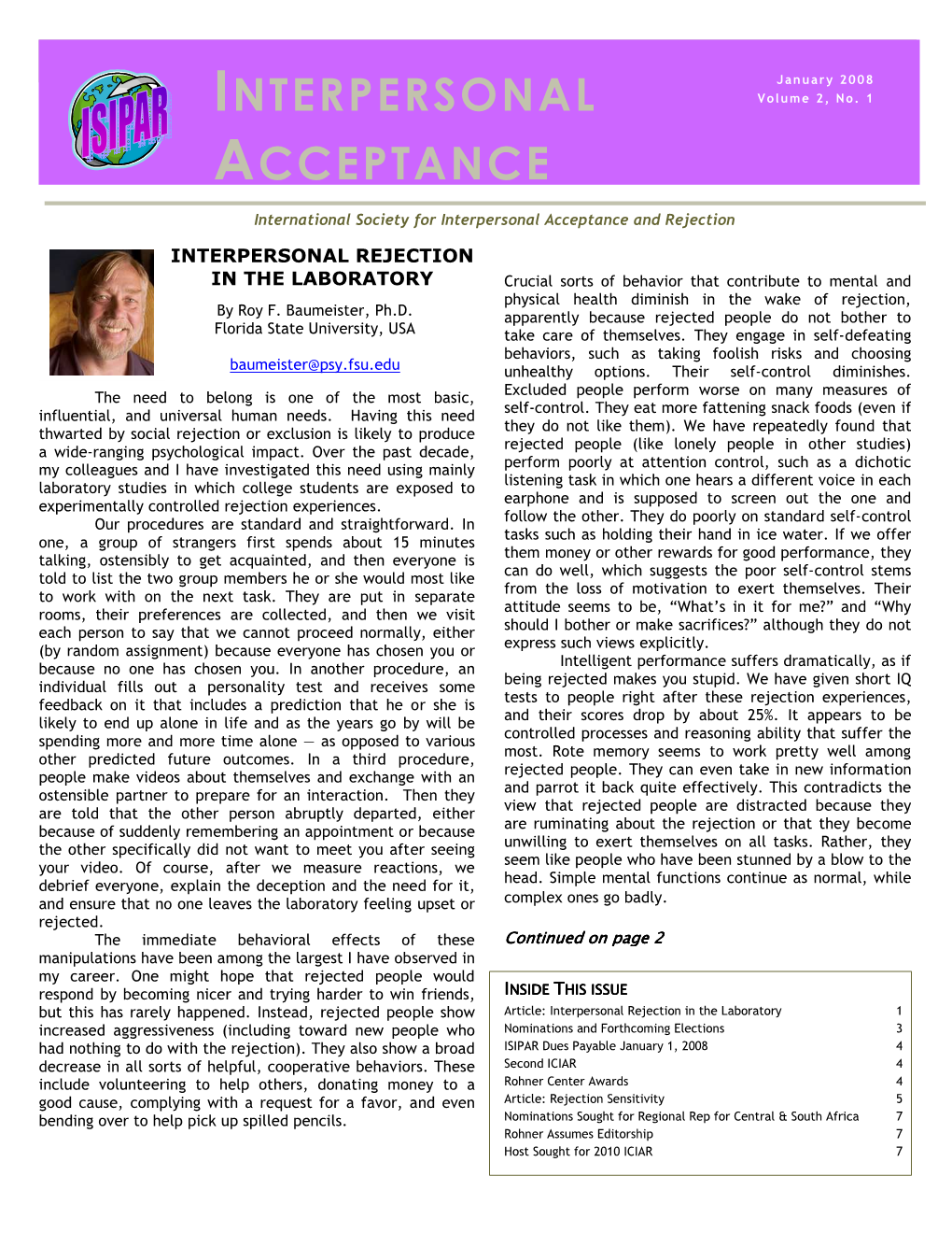 ISIPAR Newsletter Vol 2 Number 1 Version 2