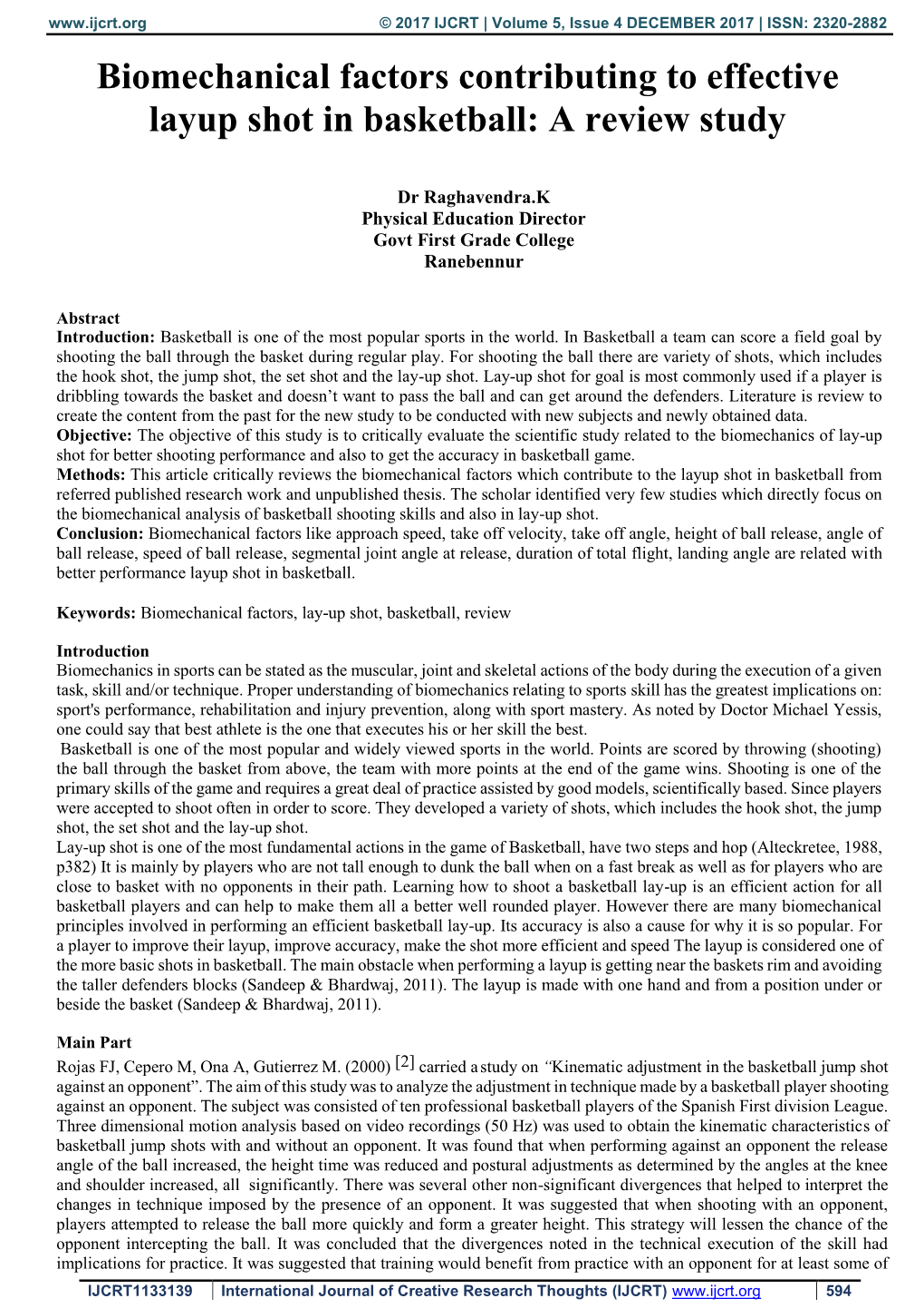 Biomechanical Factors Contributing to Effective Layup Shot in Basketball: a Review Study