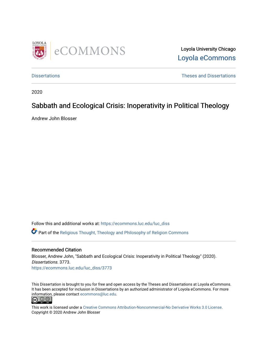 Inoperativity in Political Theology