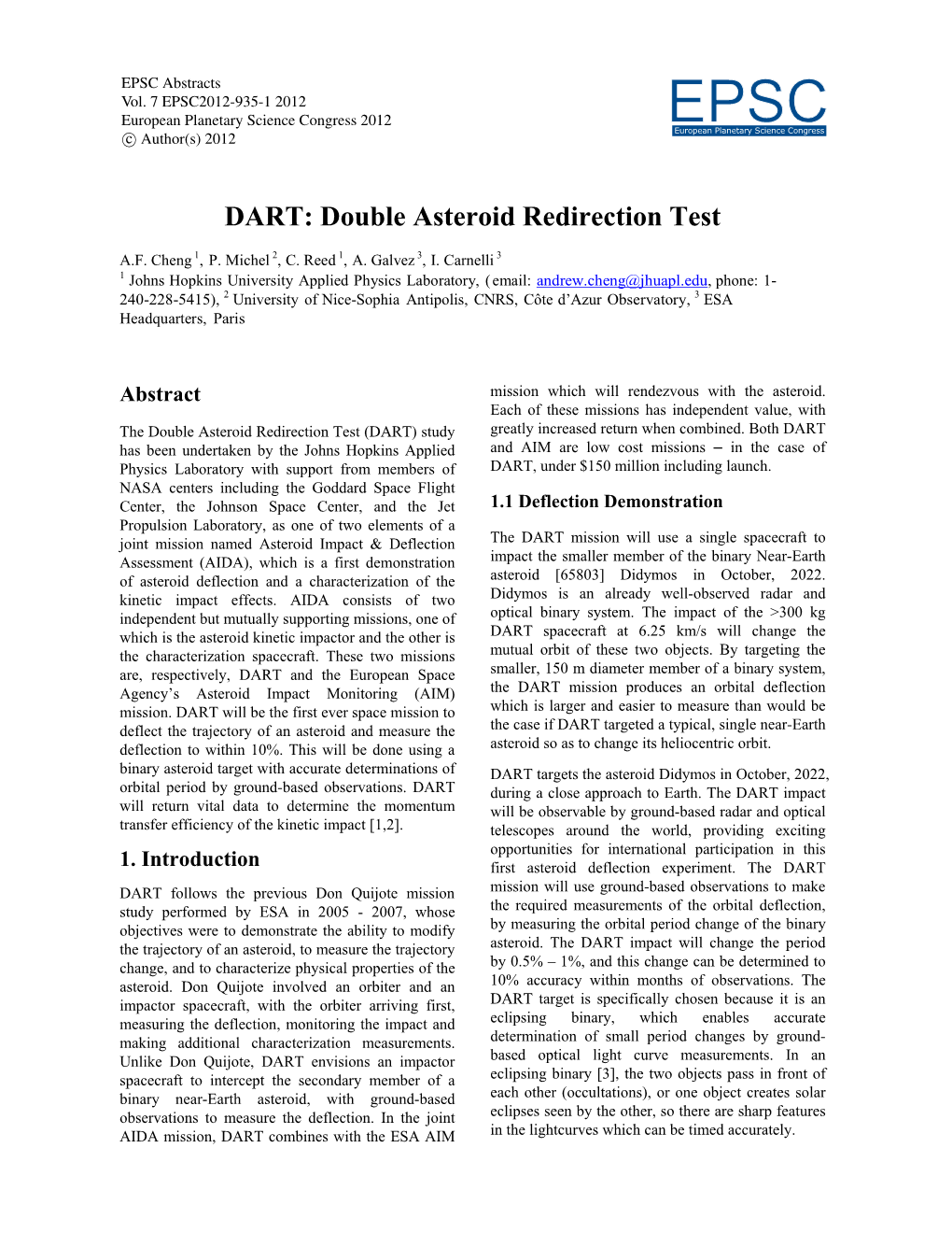 DART: Double Asteroid Redirection Test