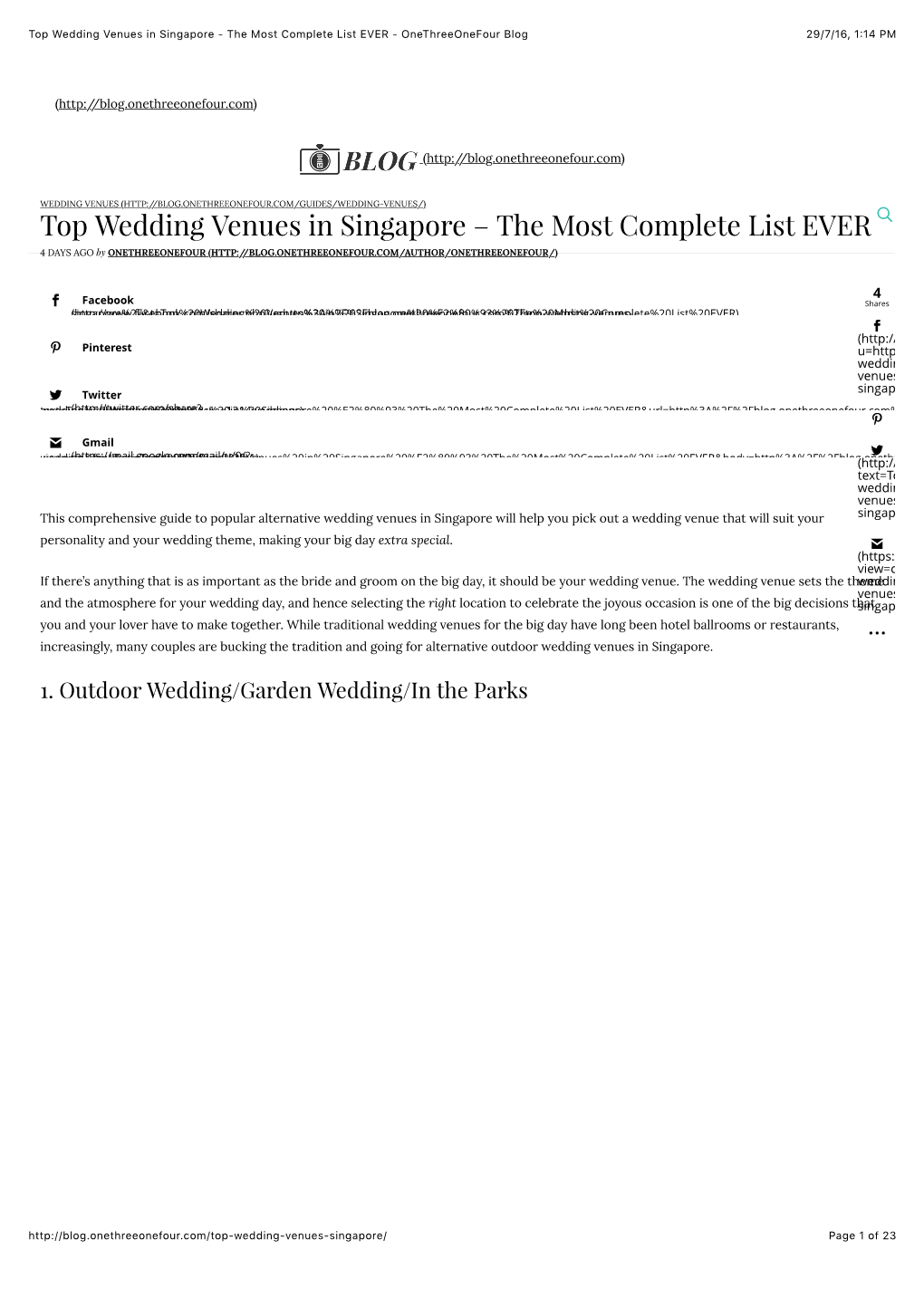 Top Wedding Venues in Singapore - the Most Complete List EVER - Onethreeonefour Blog 29/7/16, 1:14 PM