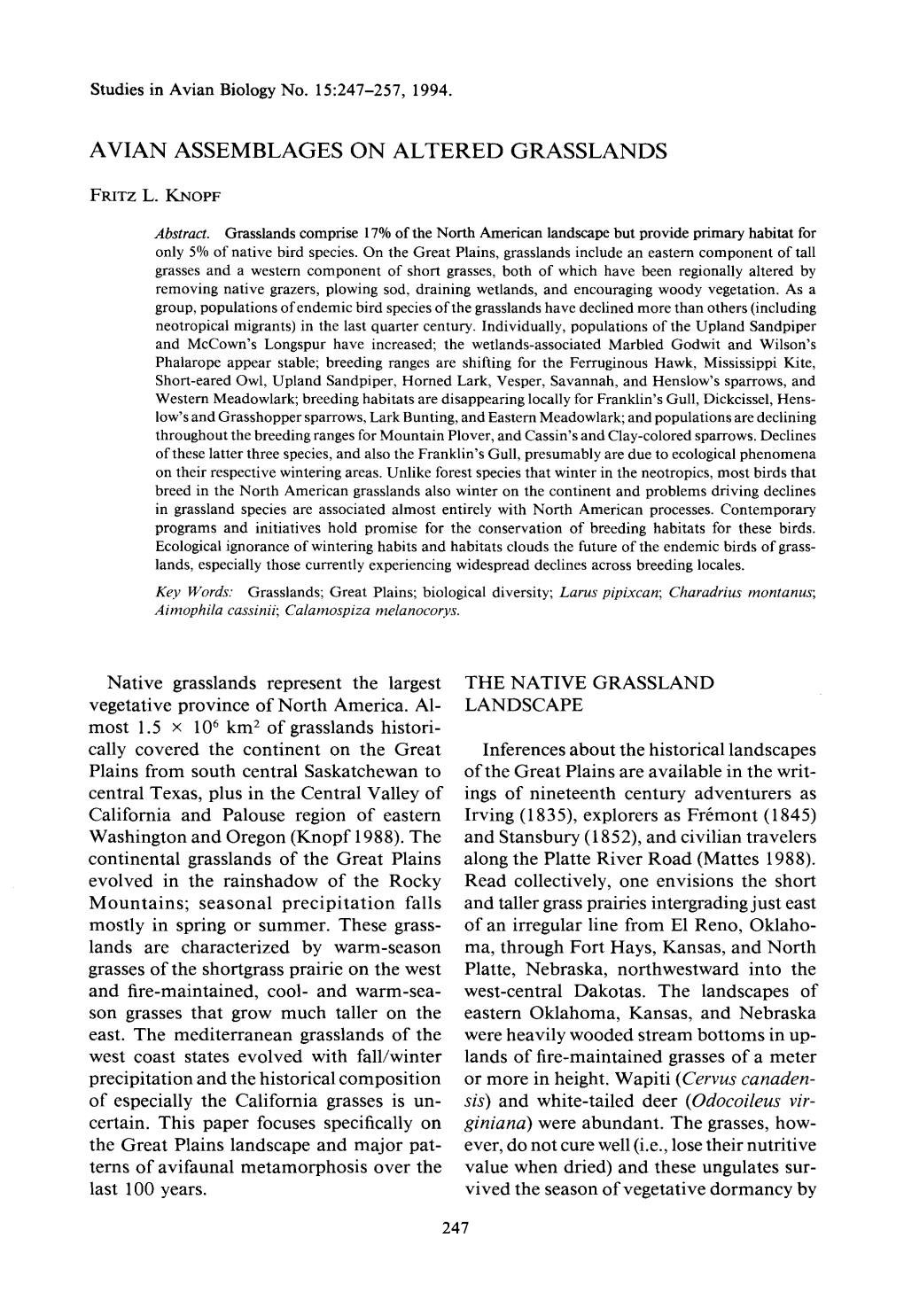 A Century of Avifaunal Change in Western North America