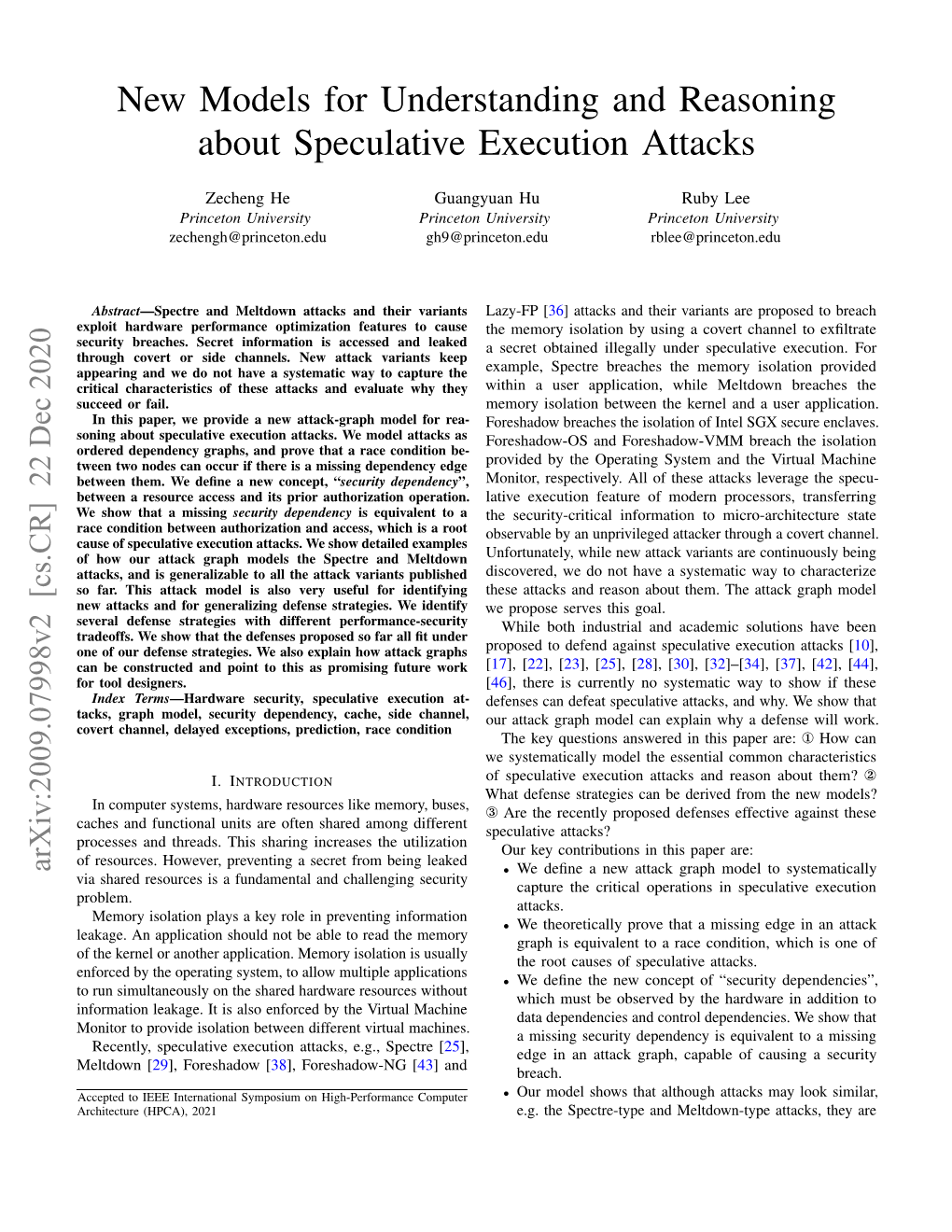 New Models for Understanding and Reasoning About Speculative Execution Attacks