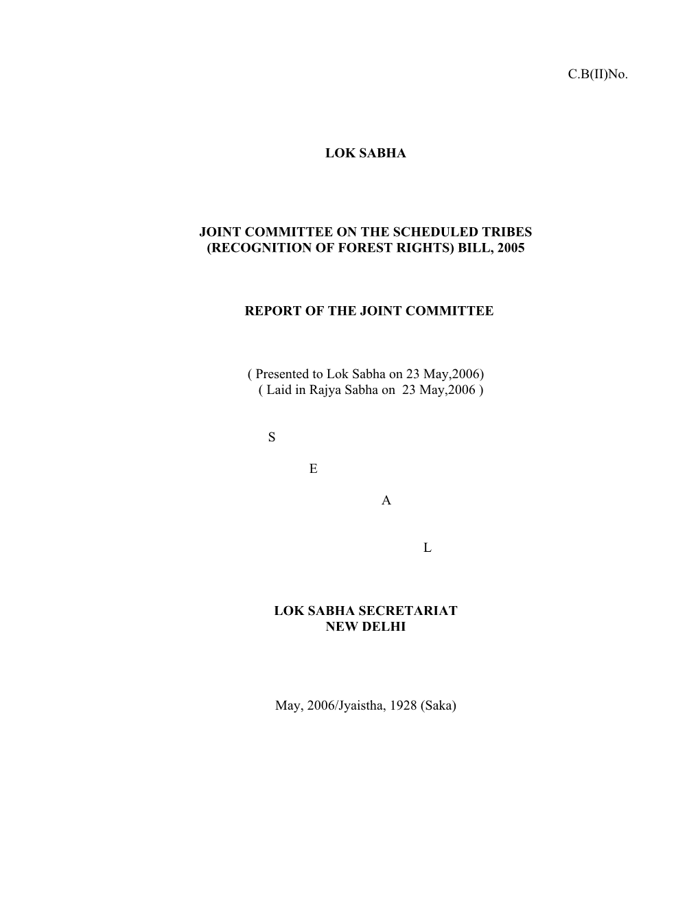 Joint Parliamentary Committee Report