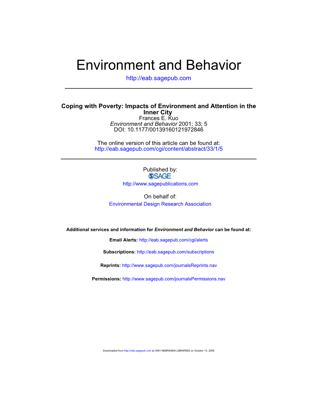 Environment and Behavior