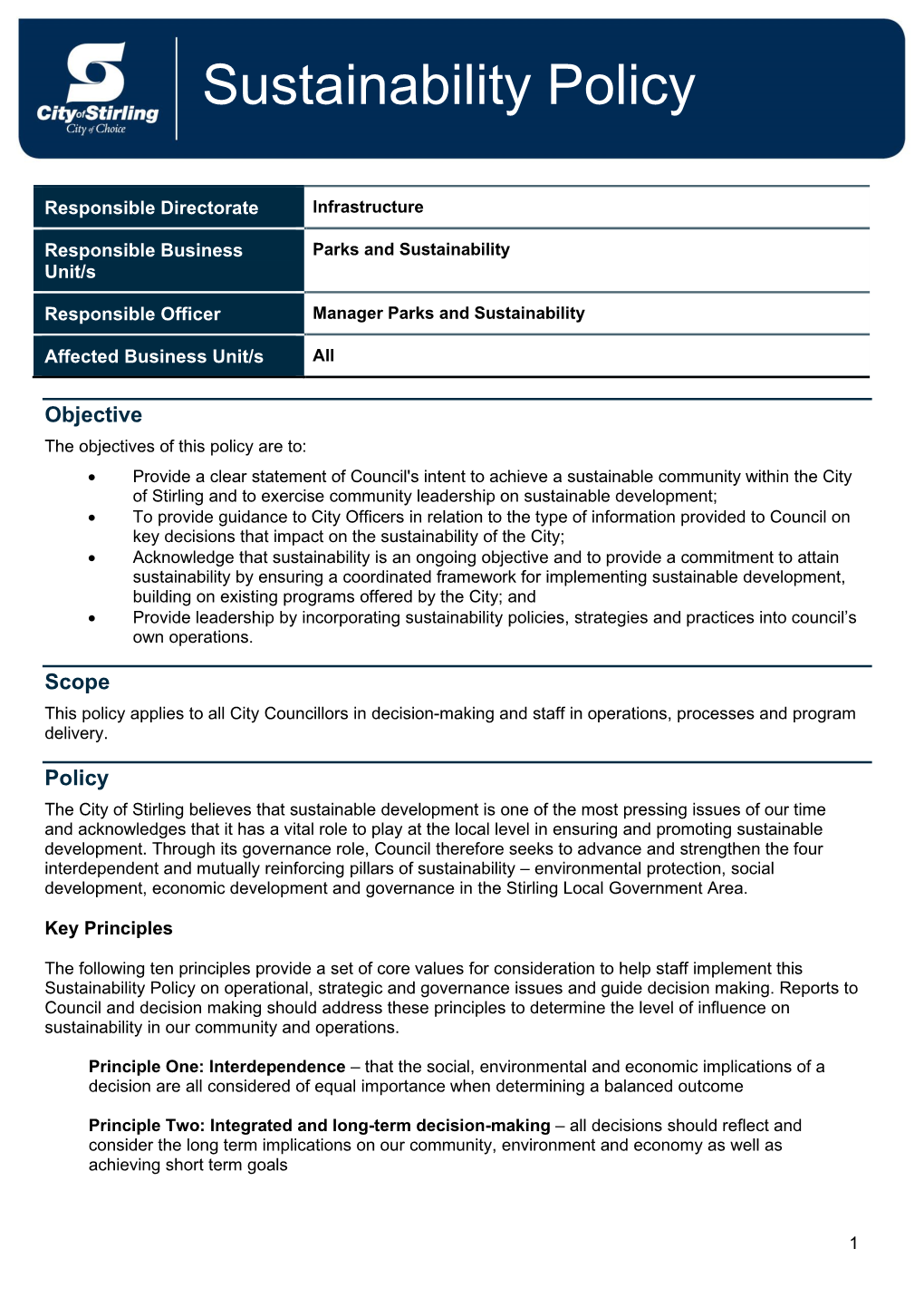 Sustainability Policy