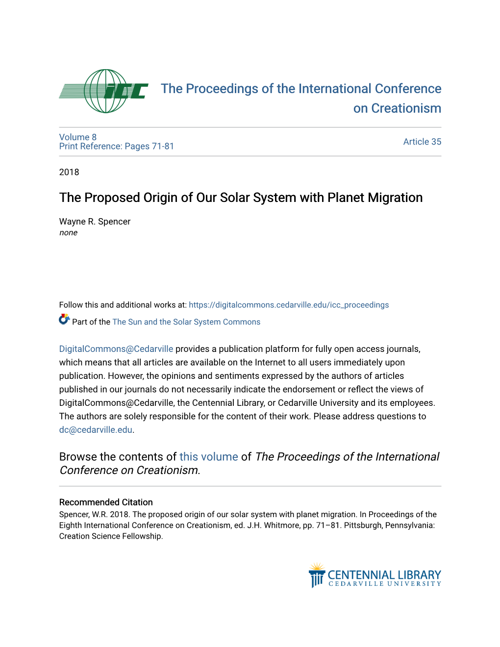 The Proposed Origin of Our Solar System with Planet Migration