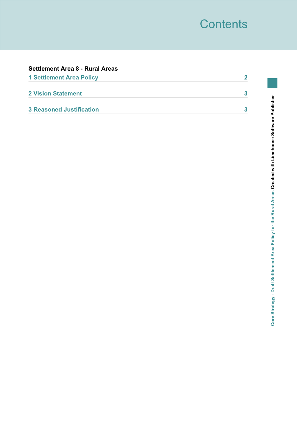 Core Strategy - Draft Settlement Area 2 Policy for the Rural Areas