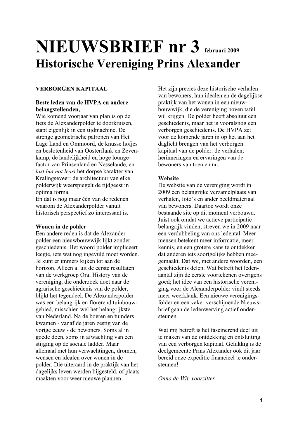 HVPA Nieuwsbrief 3