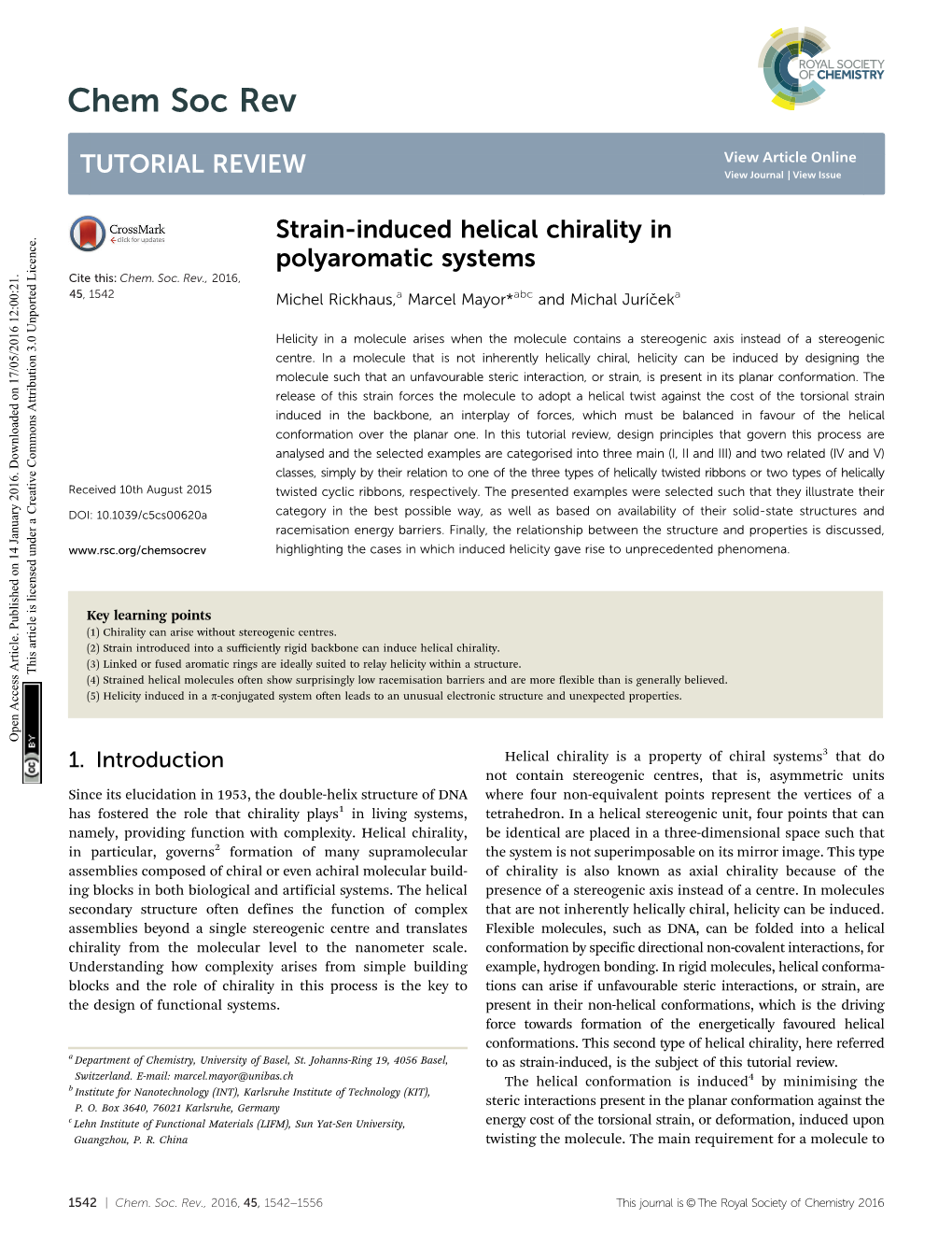 Strain-Induced Helical Chirality in Polyaromatic Systems Cite This: Chem