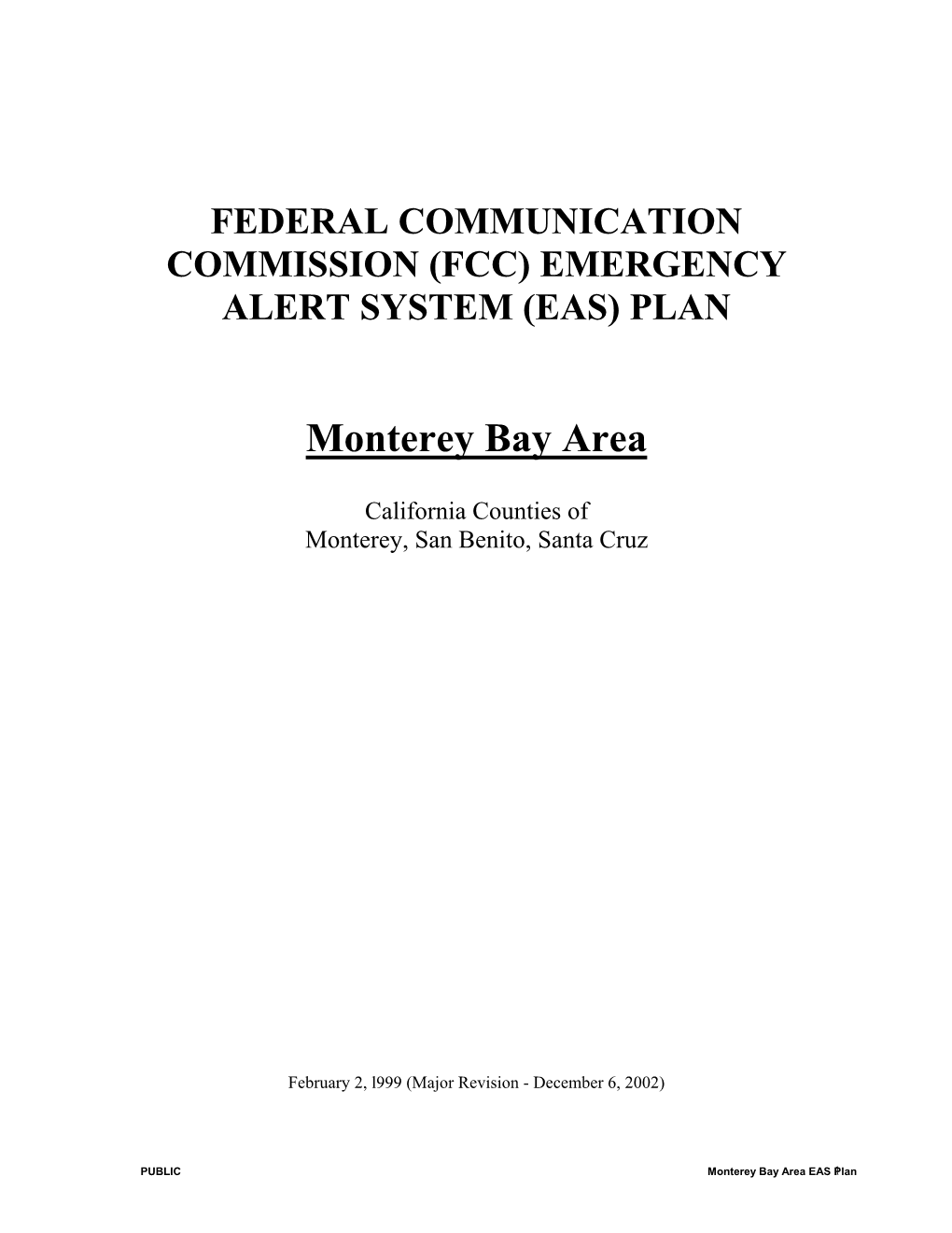 (Fcc) Emergency Alert System (Eas) Plan