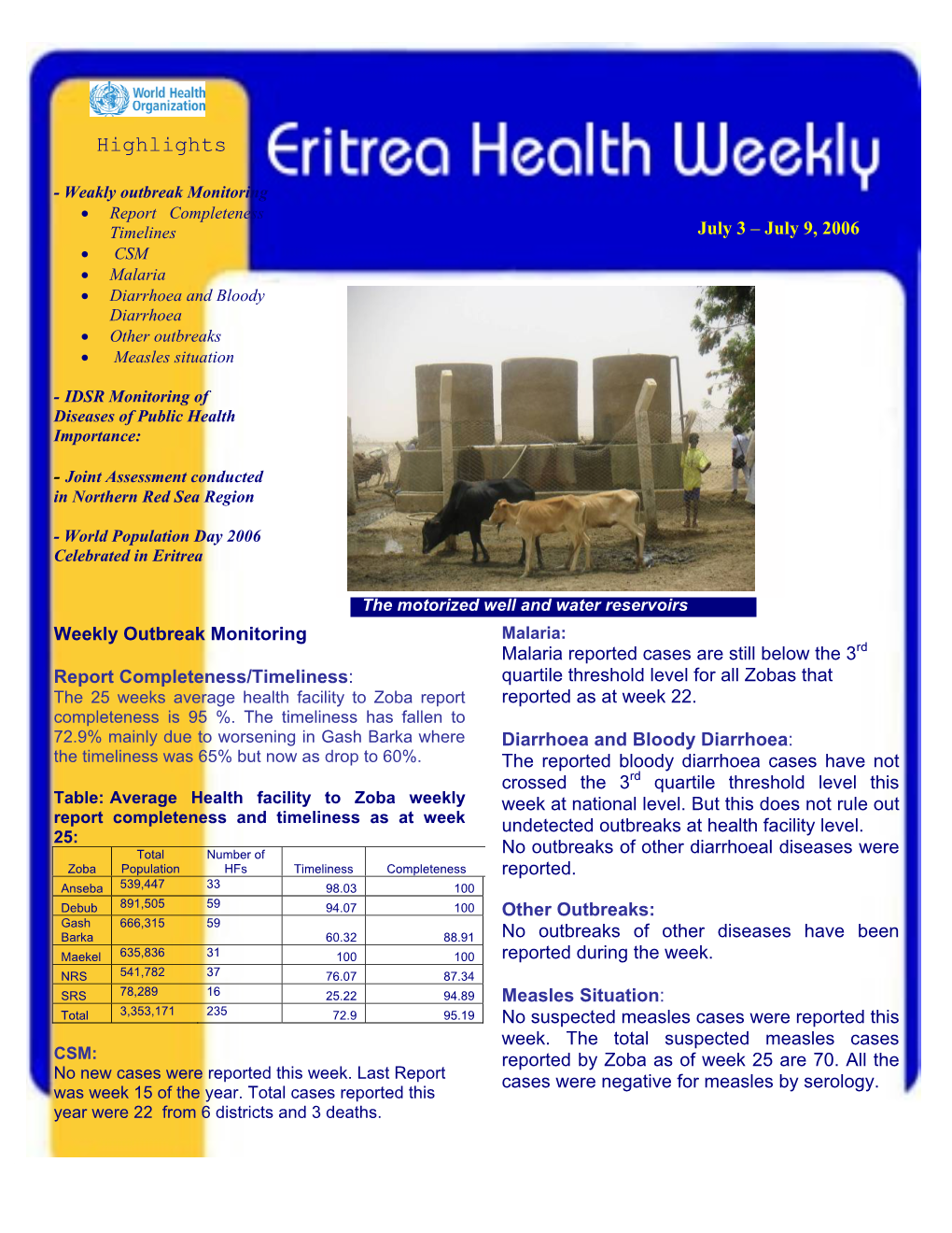 Meningococcal Meningitis Situation in Eritrea
