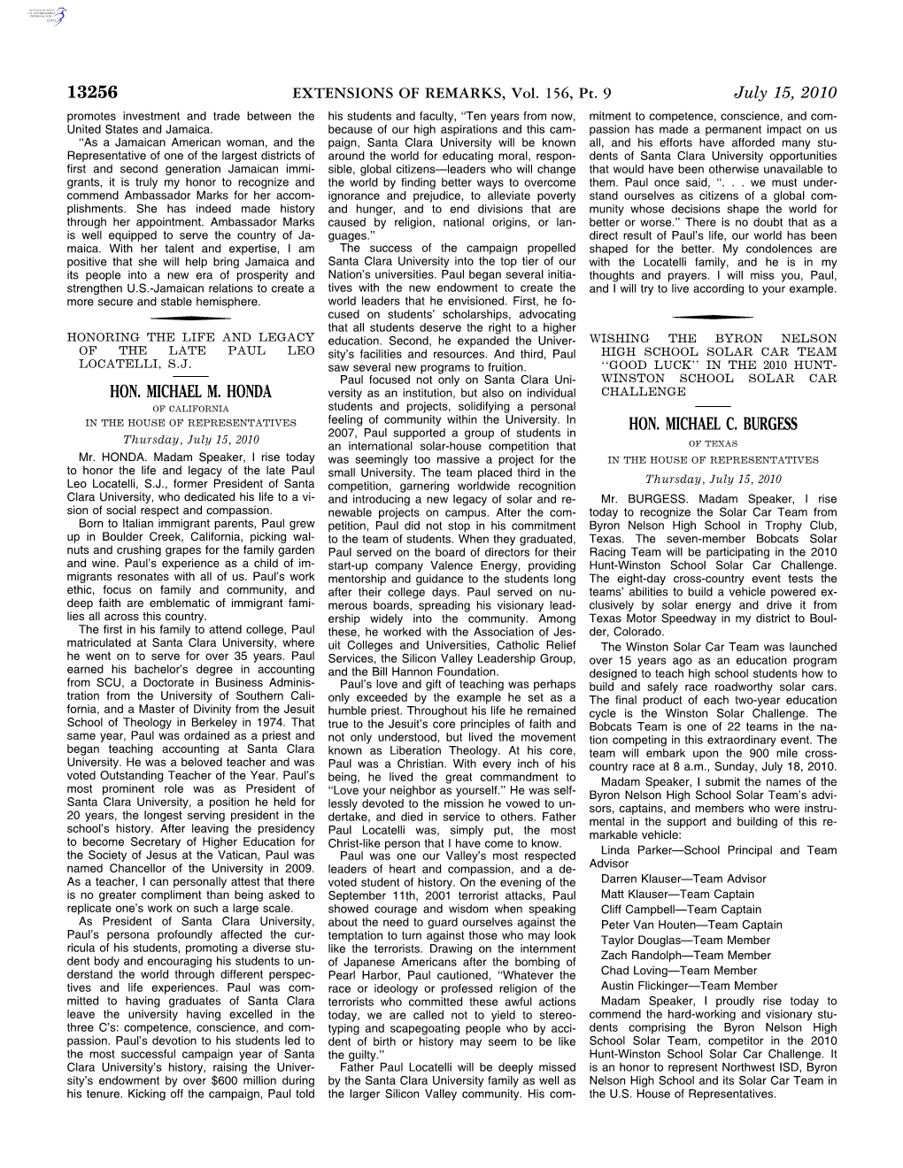 13256 Hon. Michael M. Honda Hon. Michael C. Burgess