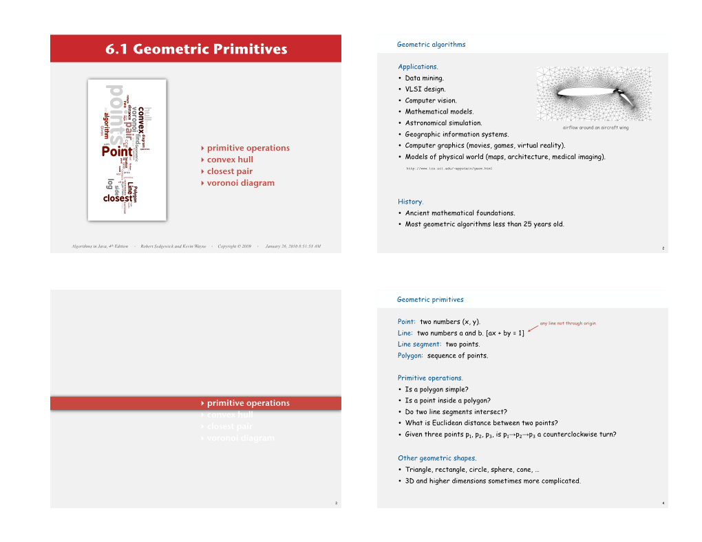 6.1 Geometric Primitives Geometric Algorithms Applications