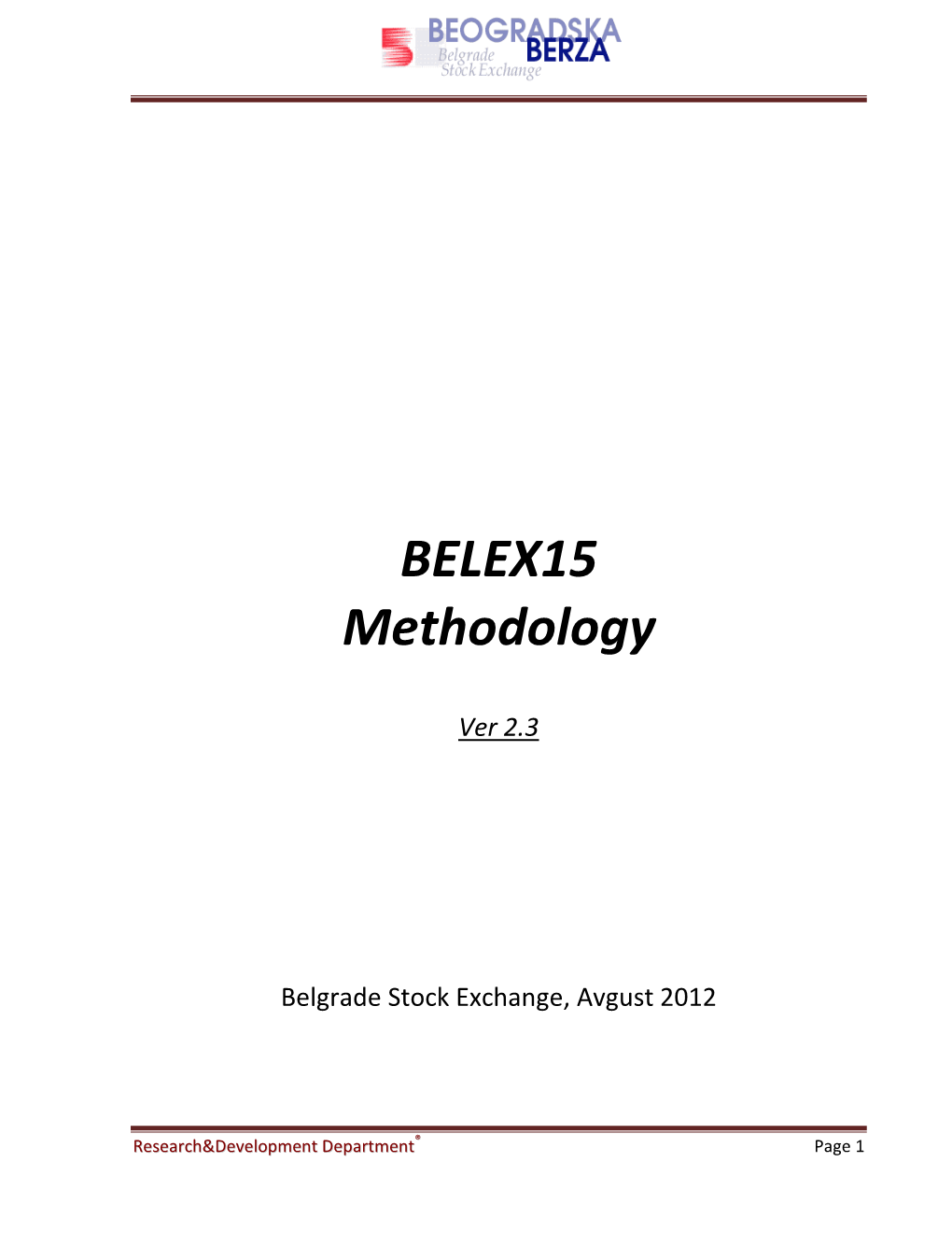 BELEX15 Methodology