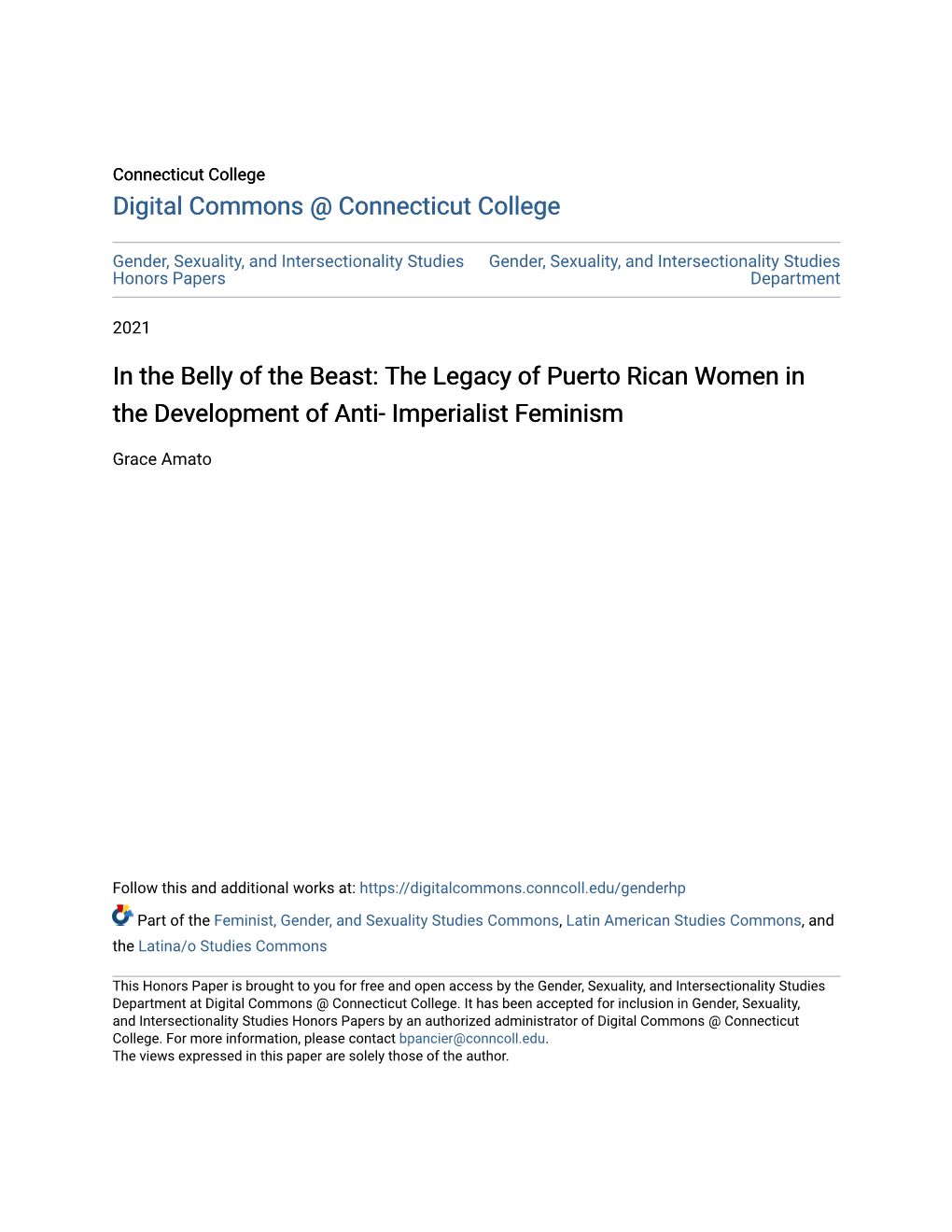 The Legacy of Puerto Rican Women in the Development of Anti- Imperialist Feminism