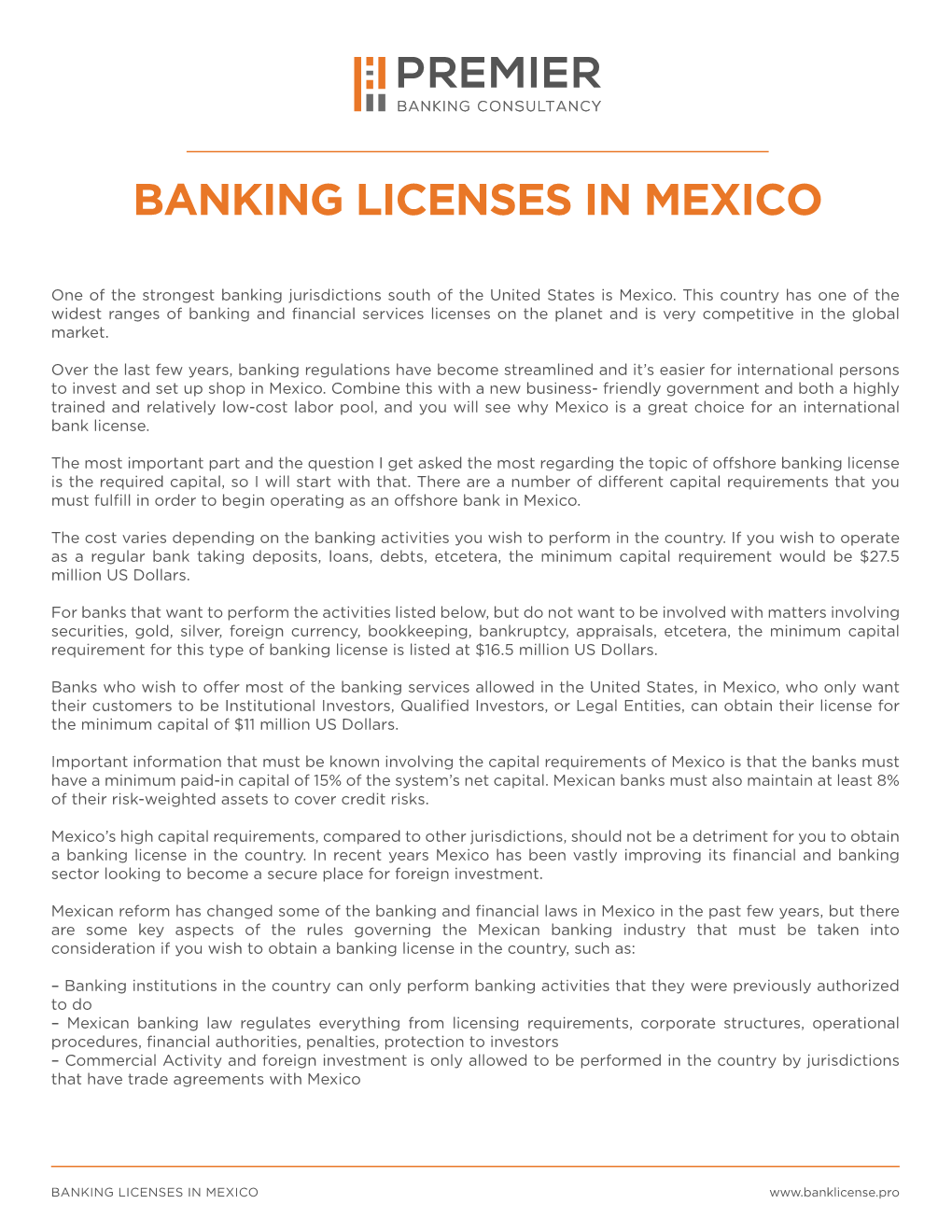 Banking Licenses in Mexico