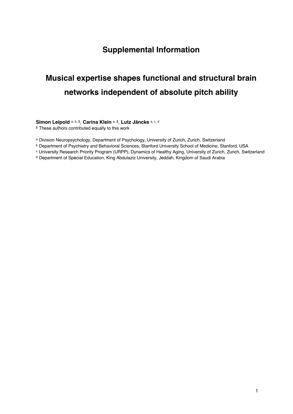 Supplemental Information Musical Expertise Shapes Functional And