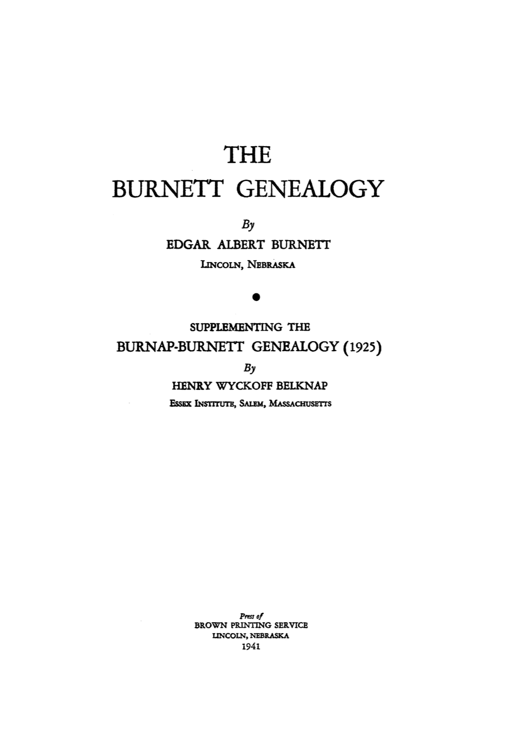 The Burnett Genealogy