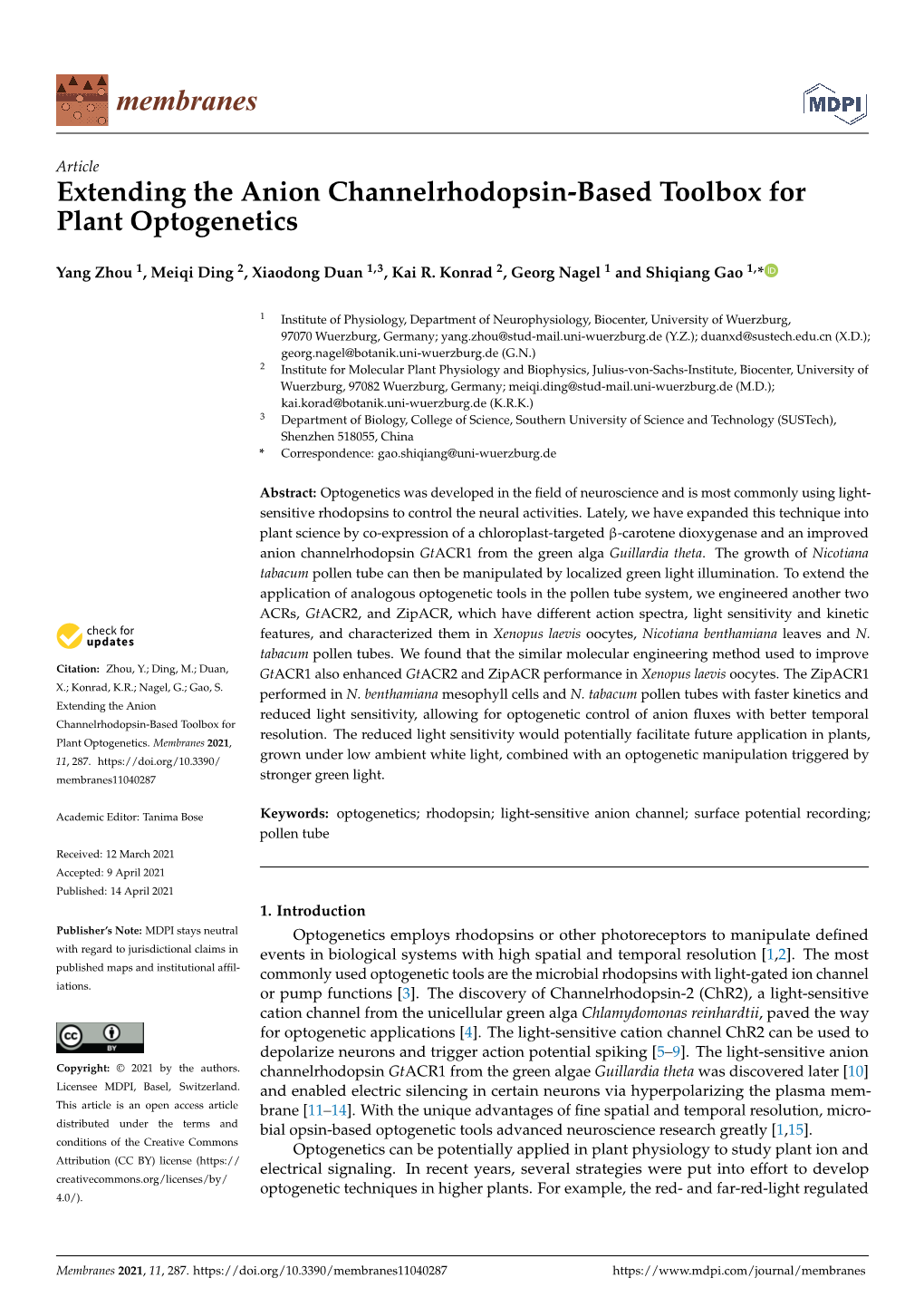 Extending the Anion Channelrhodopsin-Based Toolbox for Plant Optogenetics