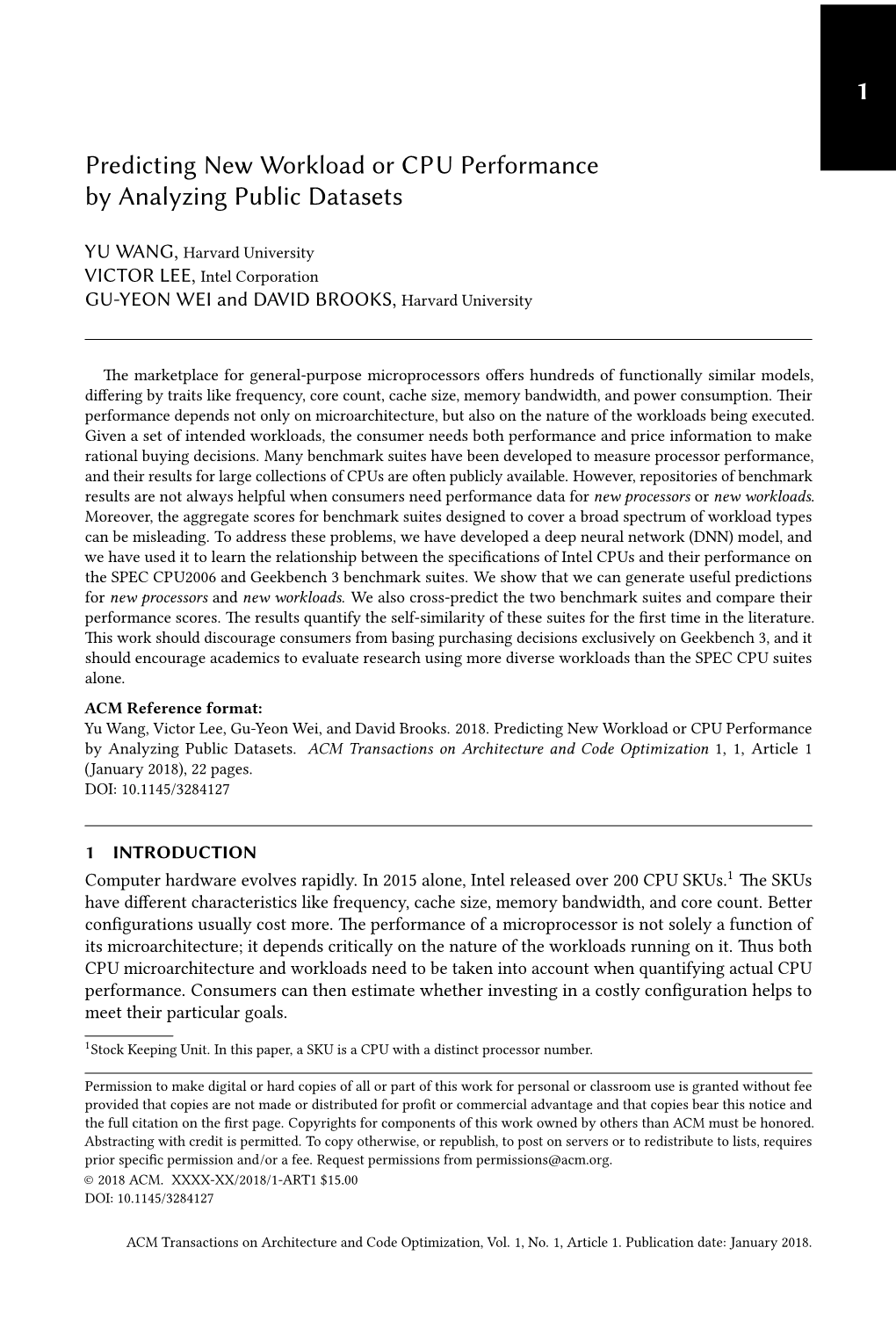 Predicting New Workload Or CPU Performance by Analyzing Public Datasets