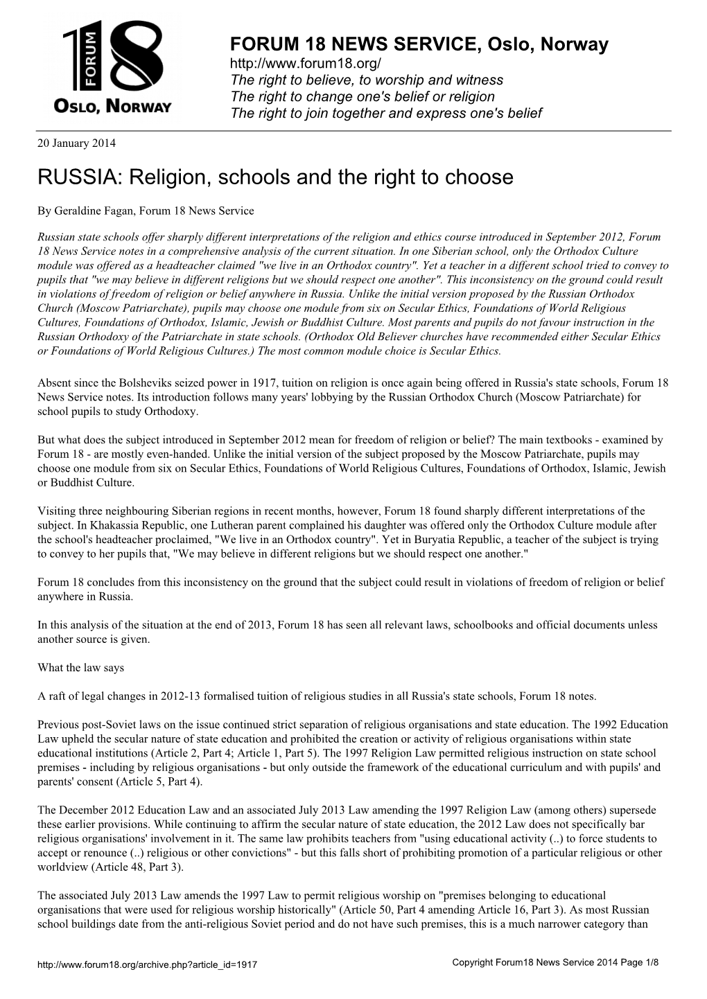 Religion, Schools and the Right to Choose