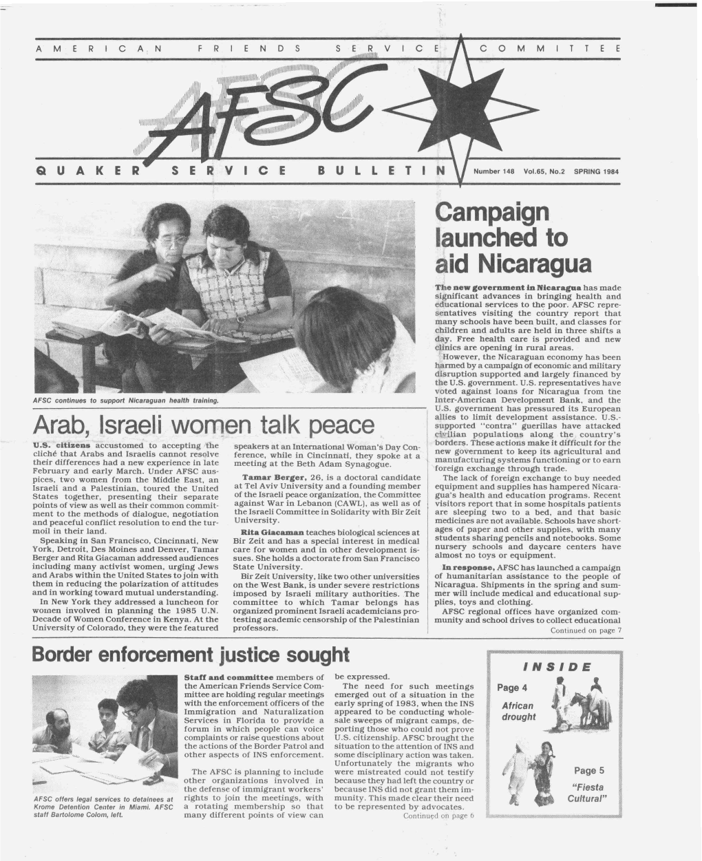 Campaign Aid Nicaragua Arab, Israeli Women Talk Peace