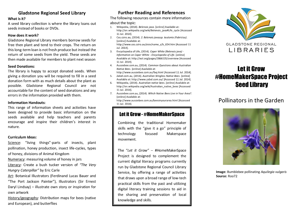 Pollinators in the Garden Information Handouts: 11 Jul