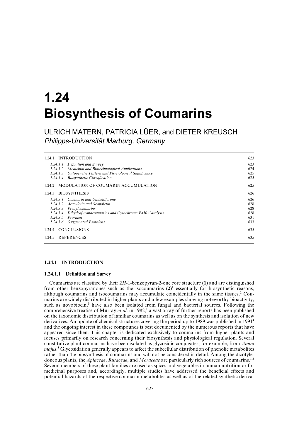 1.24 Biosynthesis of Coumarins